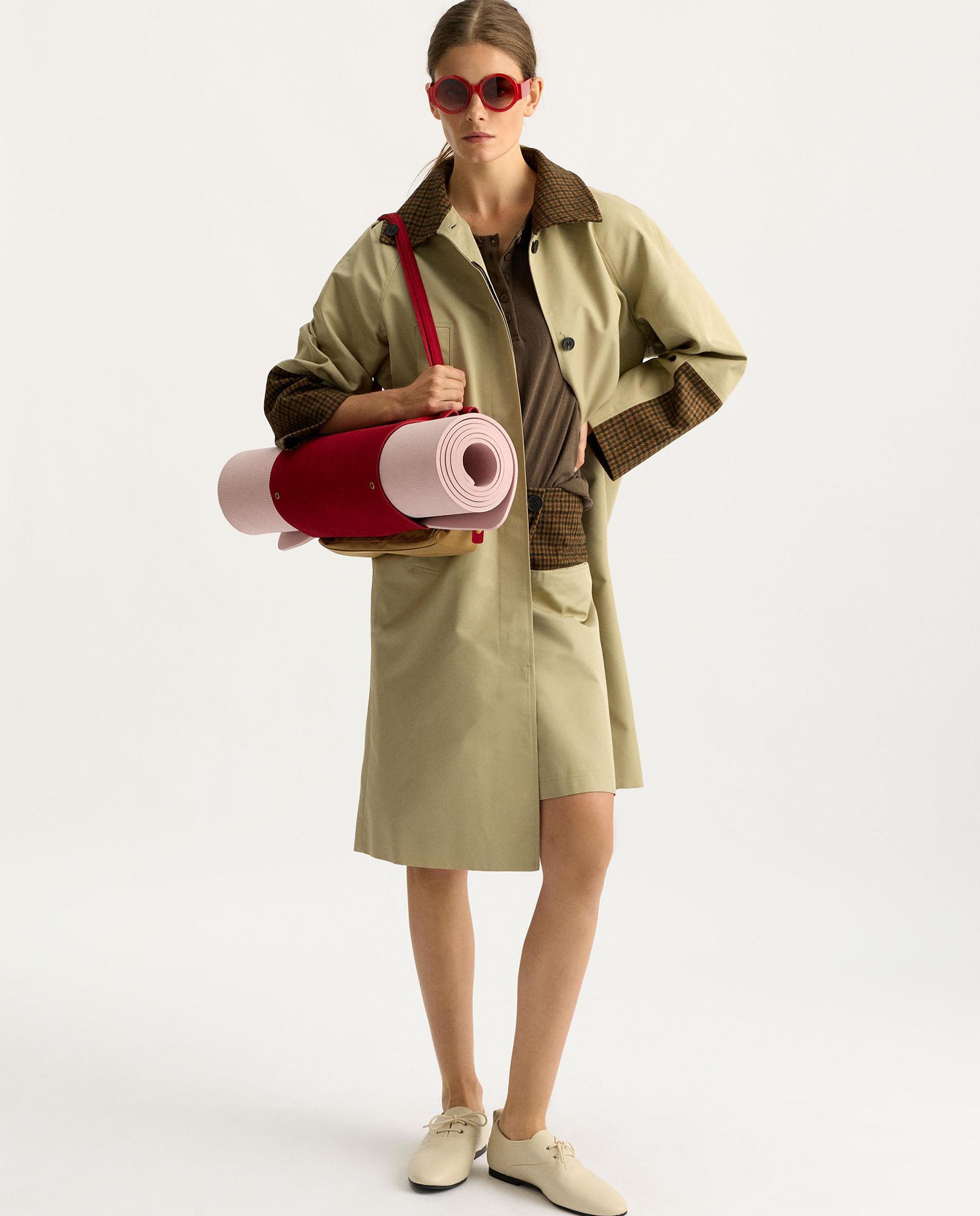 Gabardina de mujer larga con detalles a contraste - Parfois - Camel Camel-2