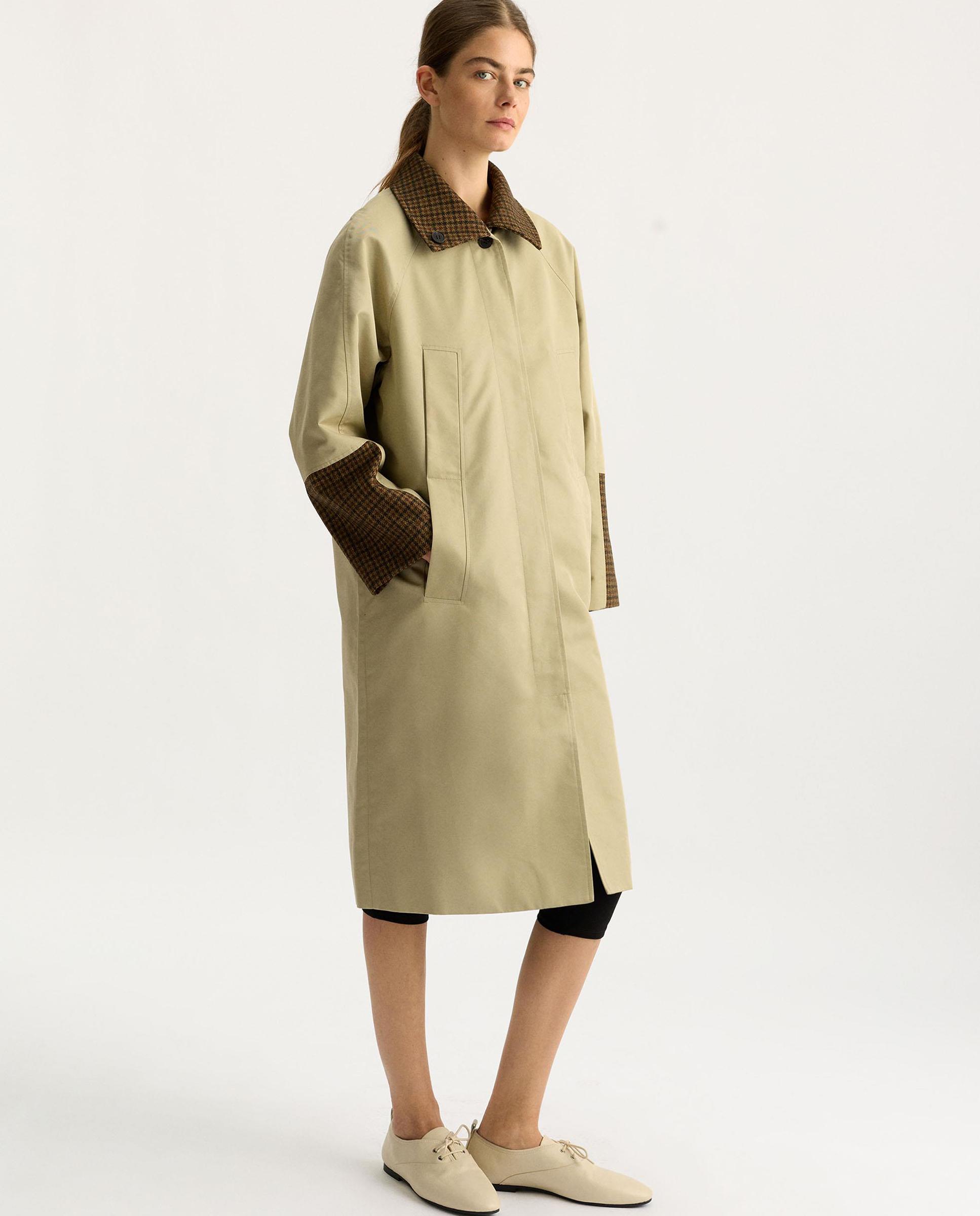 Gabardina de mujer larga con detalles a contraste - Parfois - Camel Camel-3