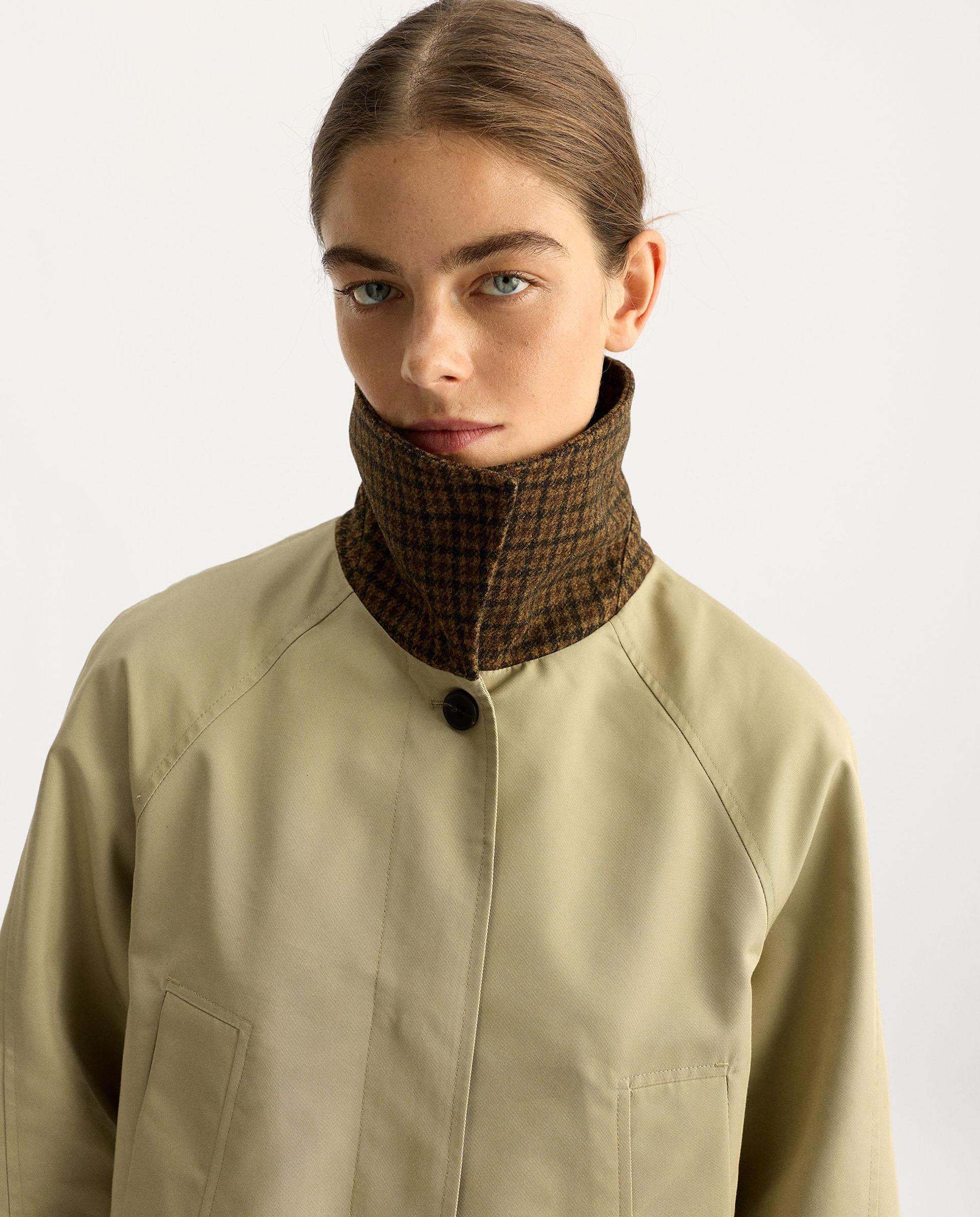 Gabardina de mujer larga con detalles a contraste - Parfois - Camel Camel-5