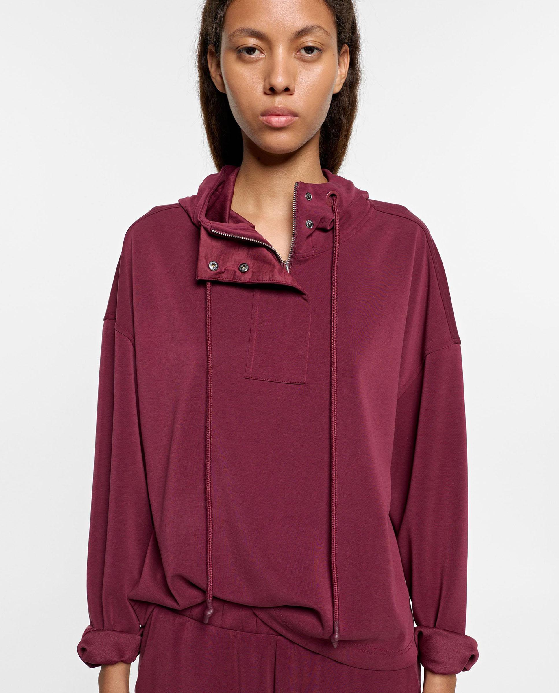 Imagen 0 de Sudadera de mujer con capucha y cordón para ajustar Burdeos