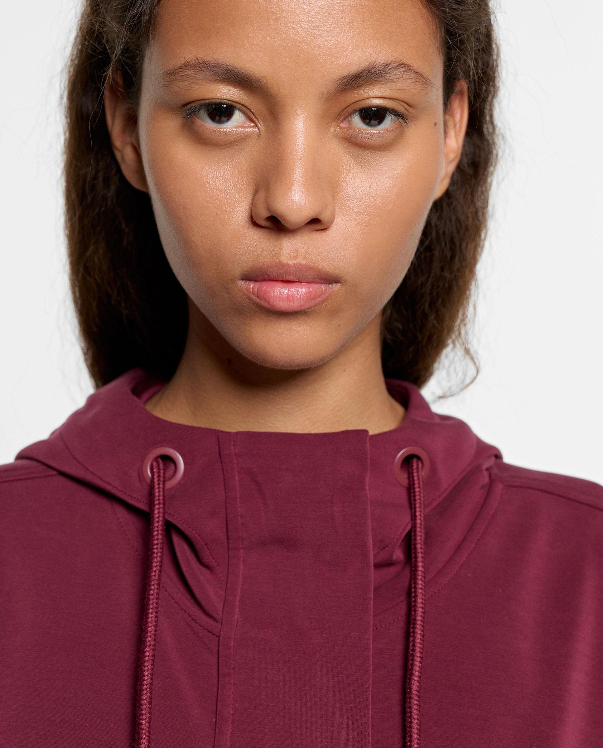 Sudadera de mujer con capucha y cordón para ajustar - Parfois - Burdeos Burdeos-5