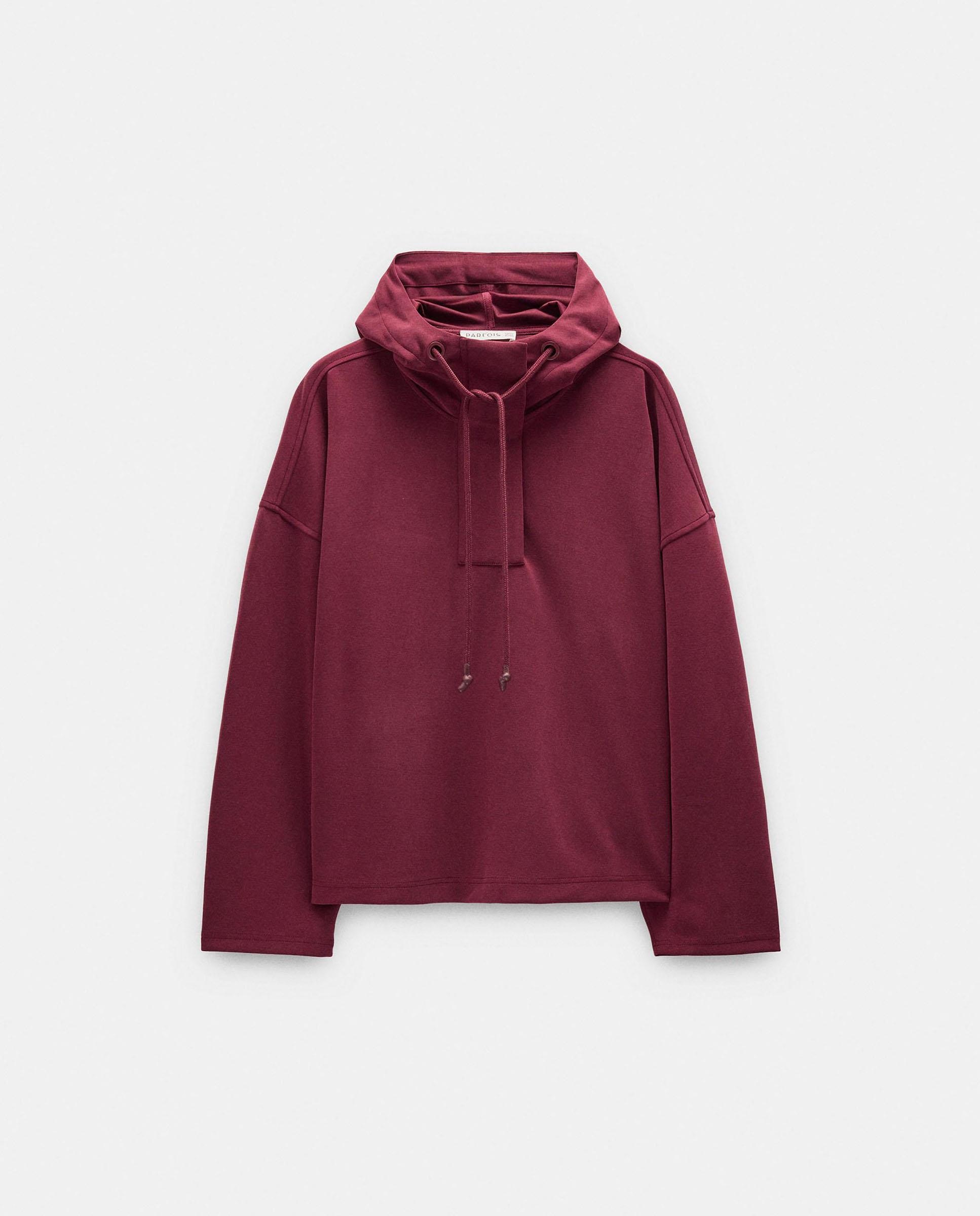 Sudadera de mujer con capucha y cordón para ajustar - Parfois - Burdeos Burdeos-7