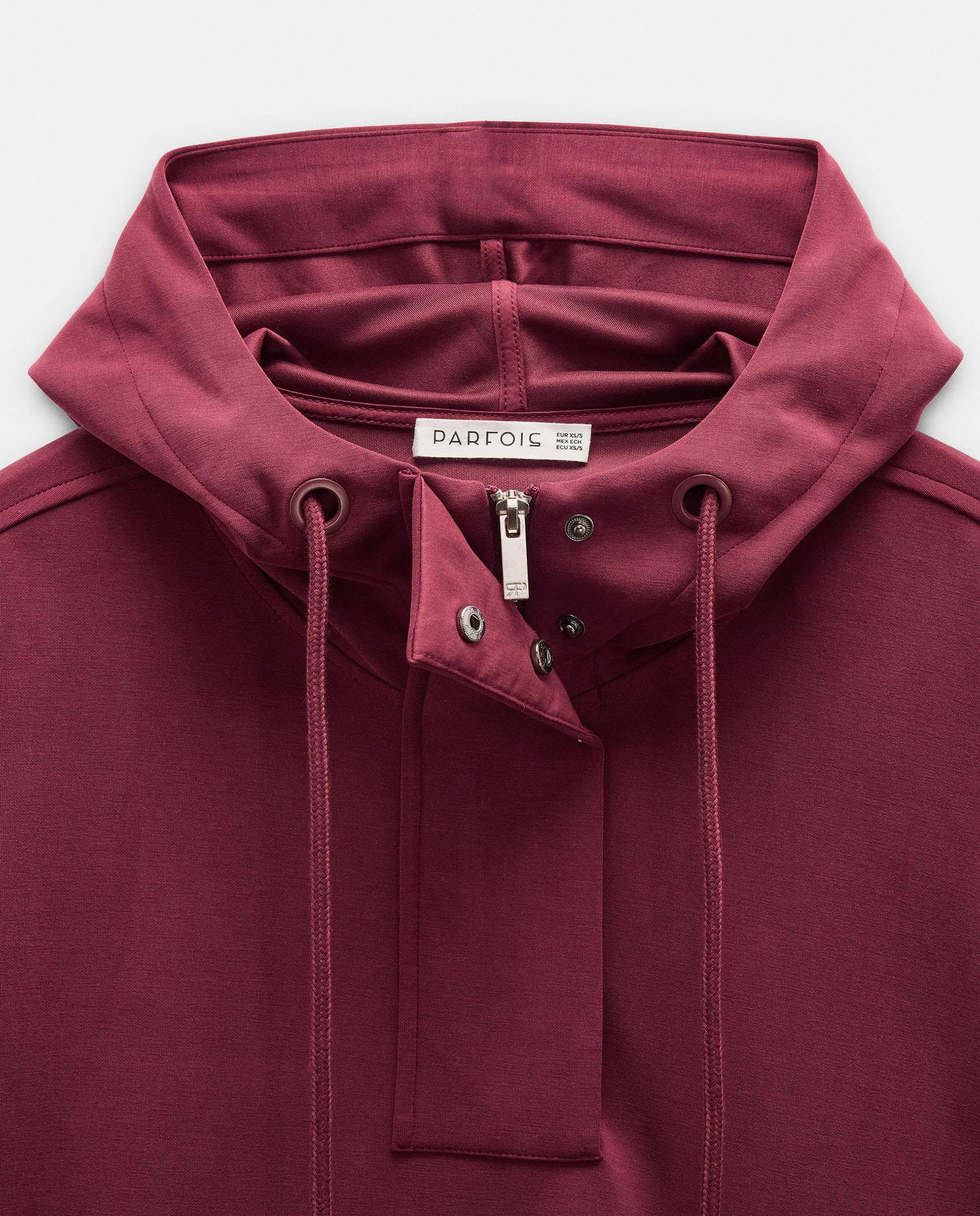 Sudadera de mujer con capucha y cordón para ajustar - Parfois - Burdeos Burdeos-6