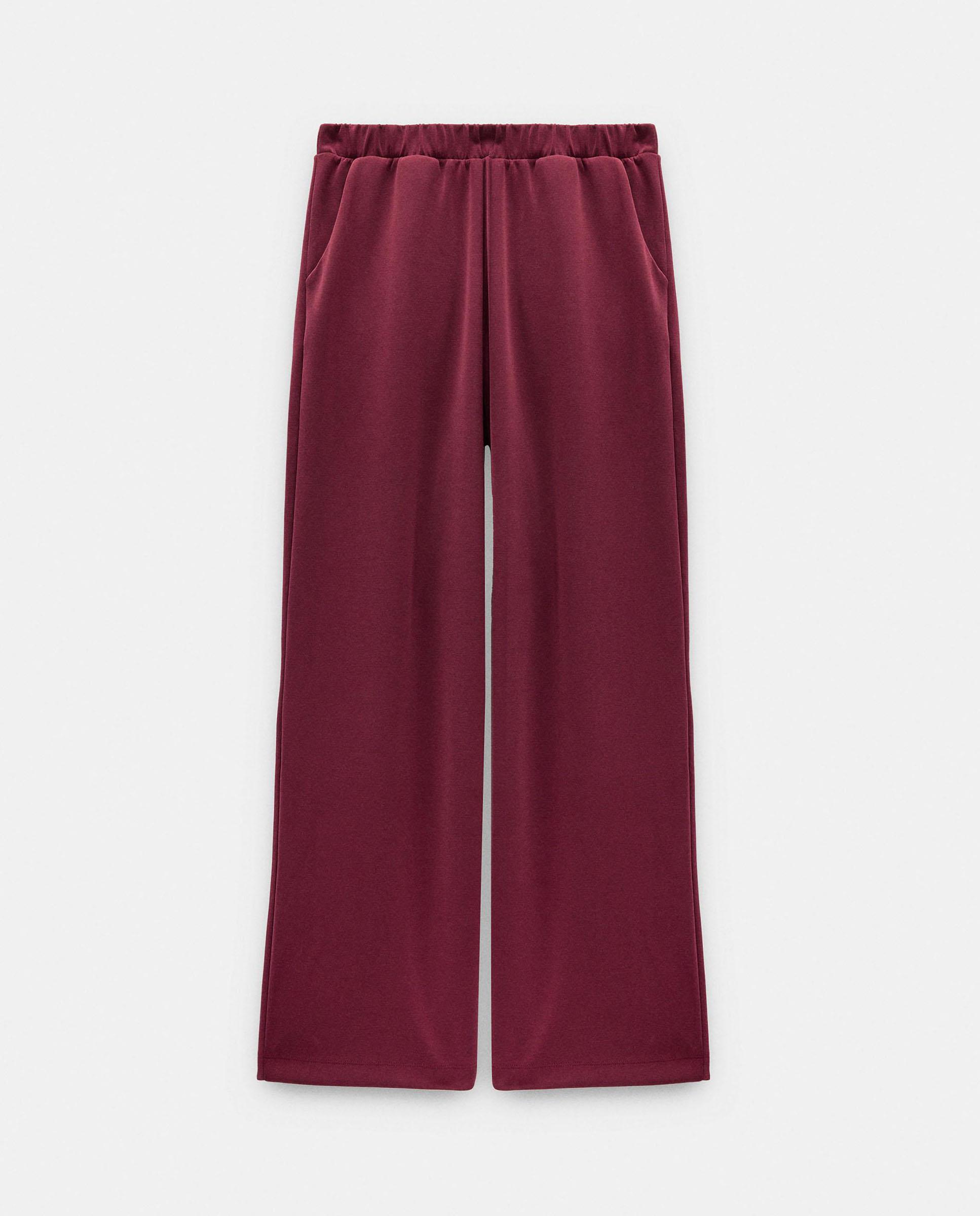 Pantalones rectos de mujer con cintura elástica en liso - Parfois - Burdeos Burdeos-7