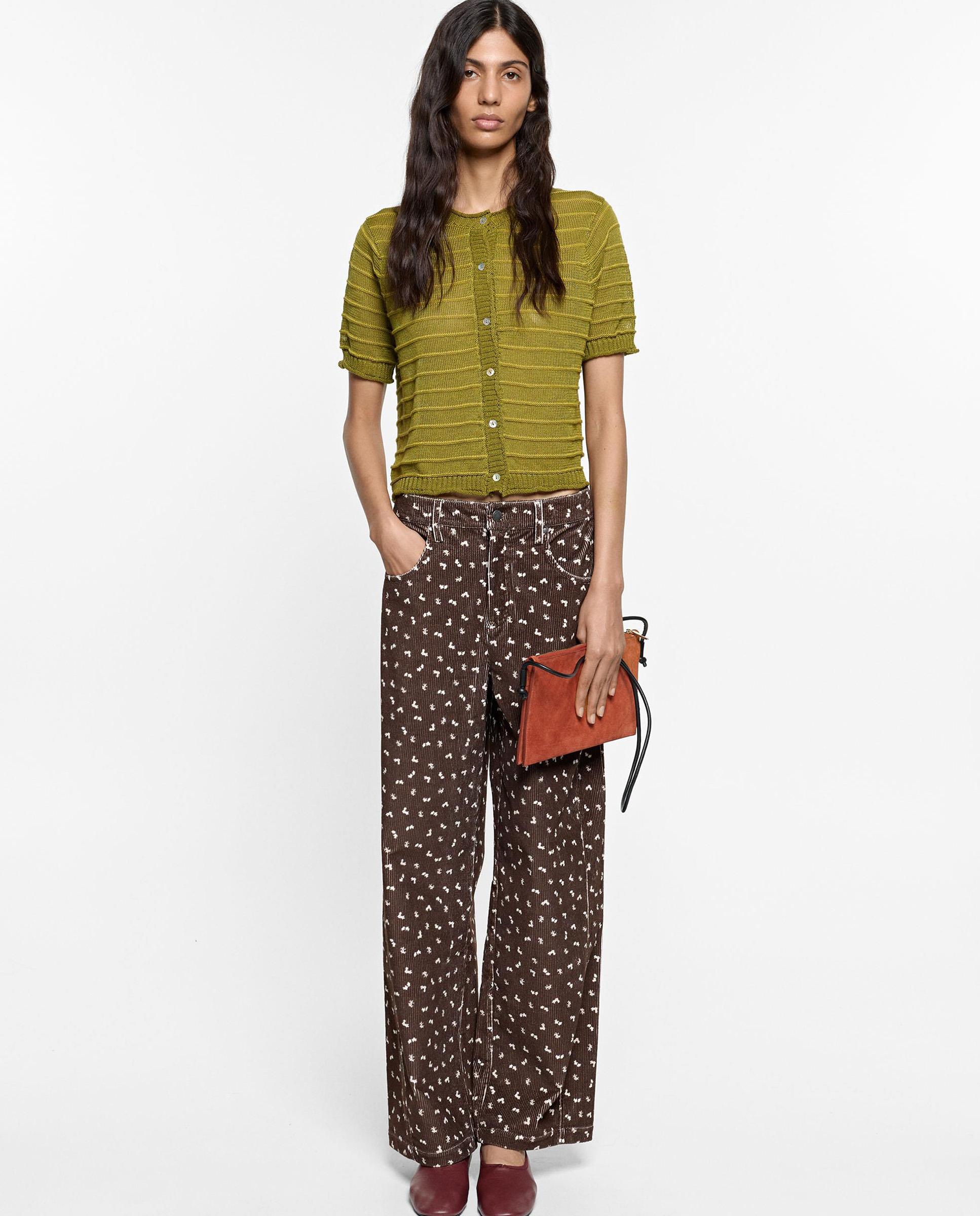 Cárdigan de mujer de punto con estampado de rayas - Parfois - Verde Verde-2