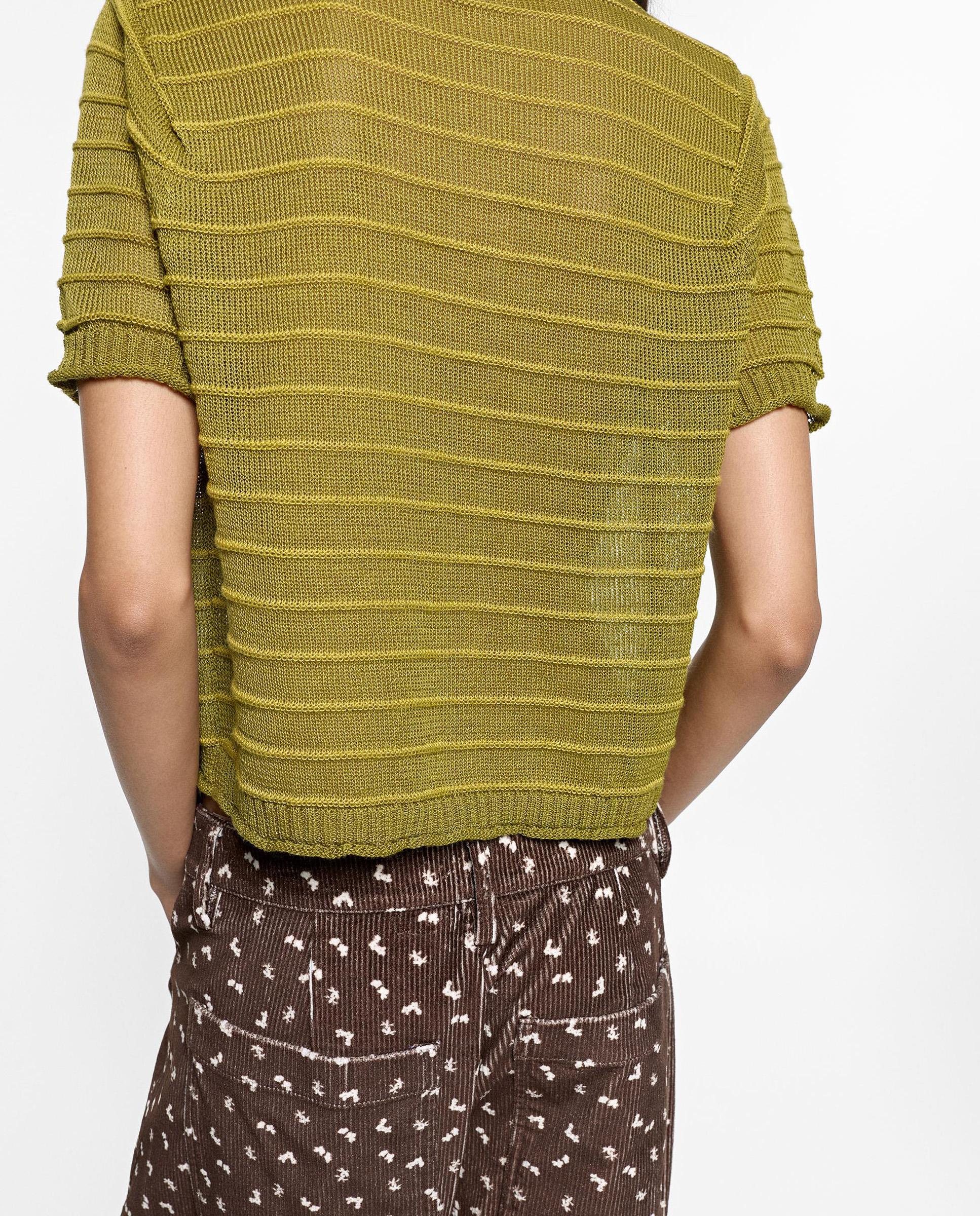 Cárdigan de mujer de punto con estampado de rayas - Parfois - Verde Verde-4