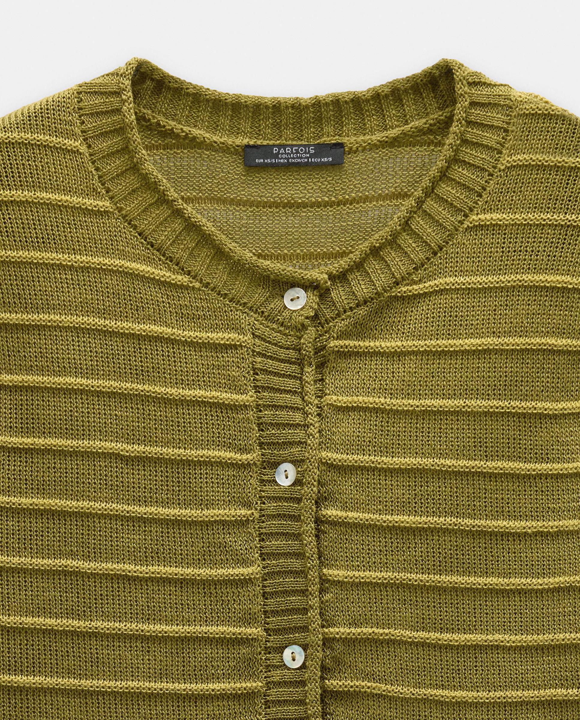 Cárdigan de mujer de punto con estampado de rayas - Parfois - Verde Verde-5