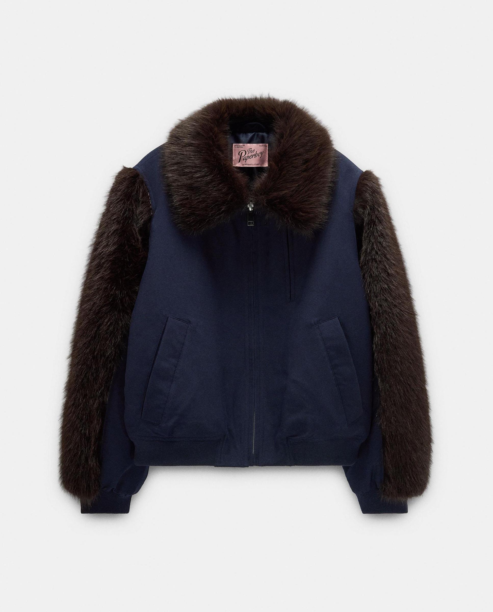 Chaqueta de mujer con detalles a contraste de pelo - Parfois - Azul marino Azul marino-7