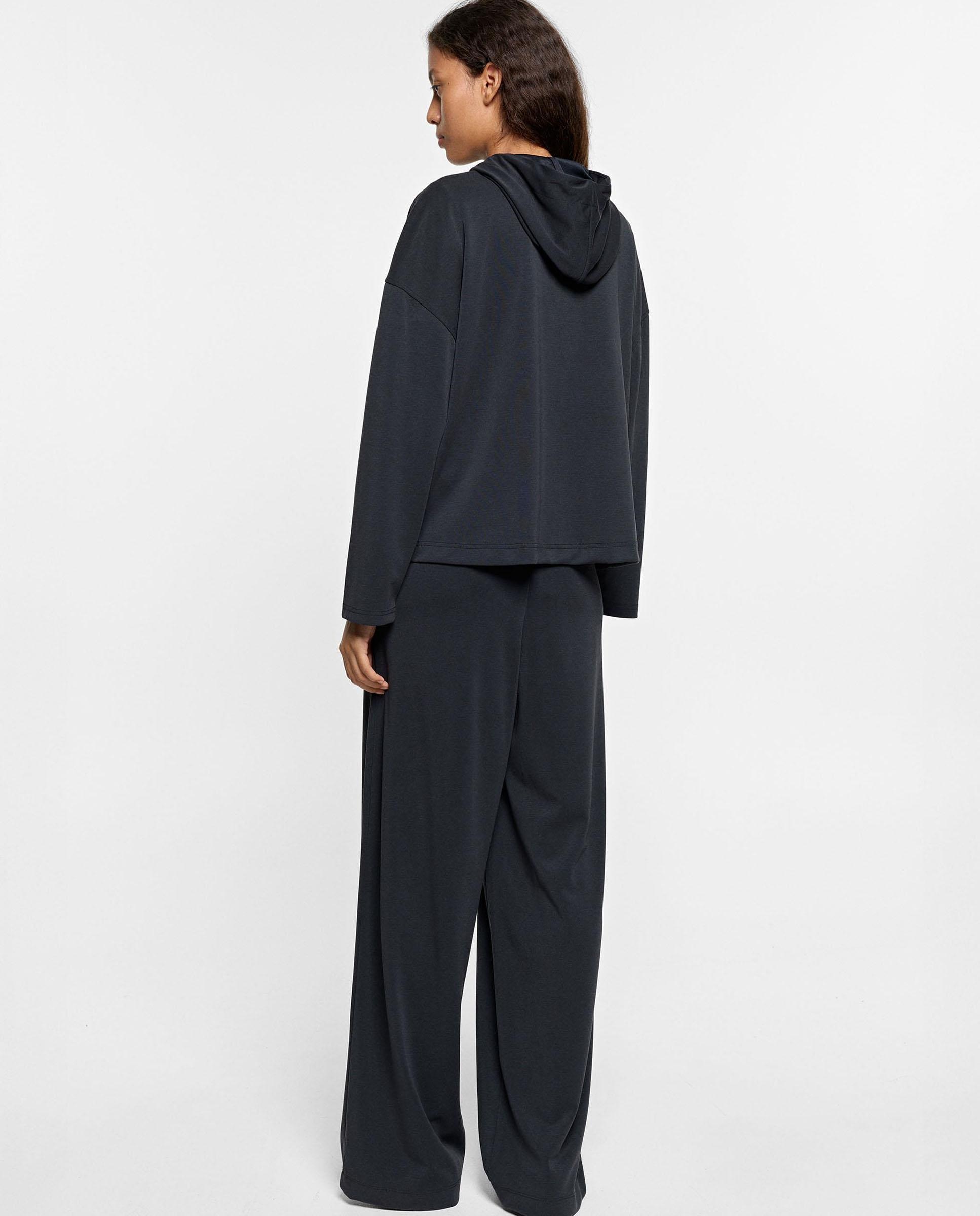 Pantalones rectos de mujer con cintura elástica en liso - Parfois - Gris oscuro Gris oscuro-4