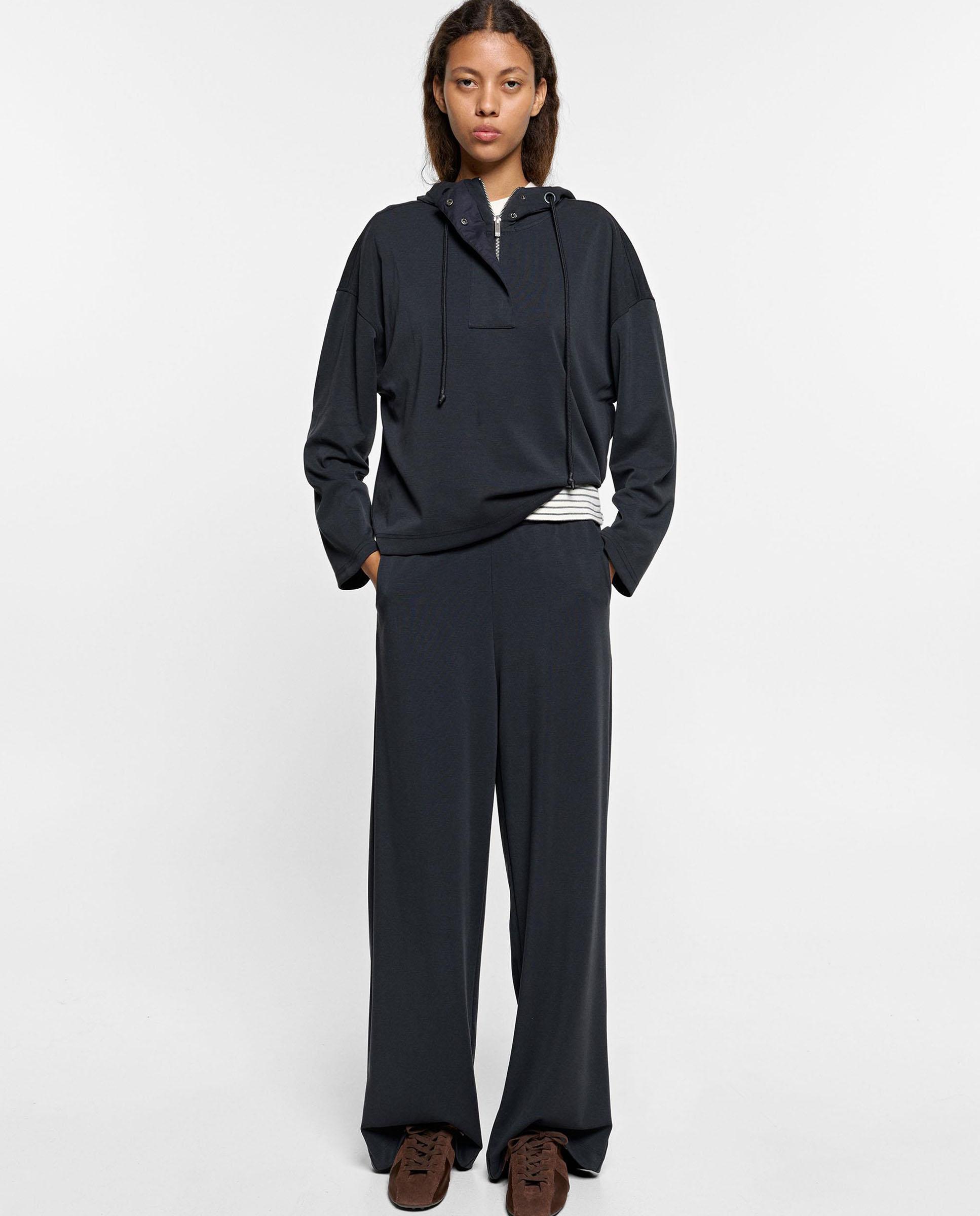 Pantalones rectos de mujer con cintura elástica en liso - Parfois - Gris oscuro Gris oscuro-5