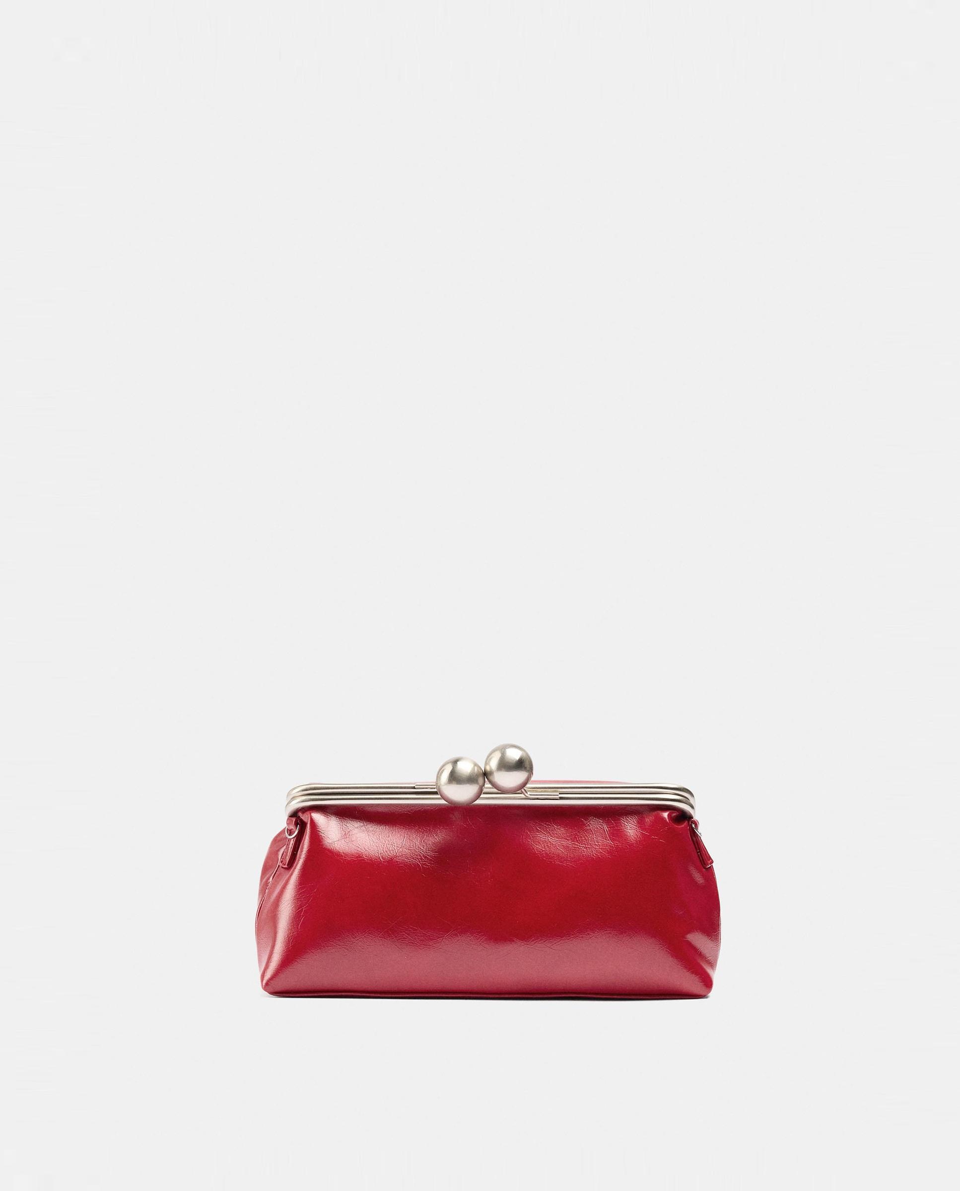 Bolso de fiesta convertible a bandolera estilo clutch con cierre de botón en liso - Parfois - Rojo Rojo-1