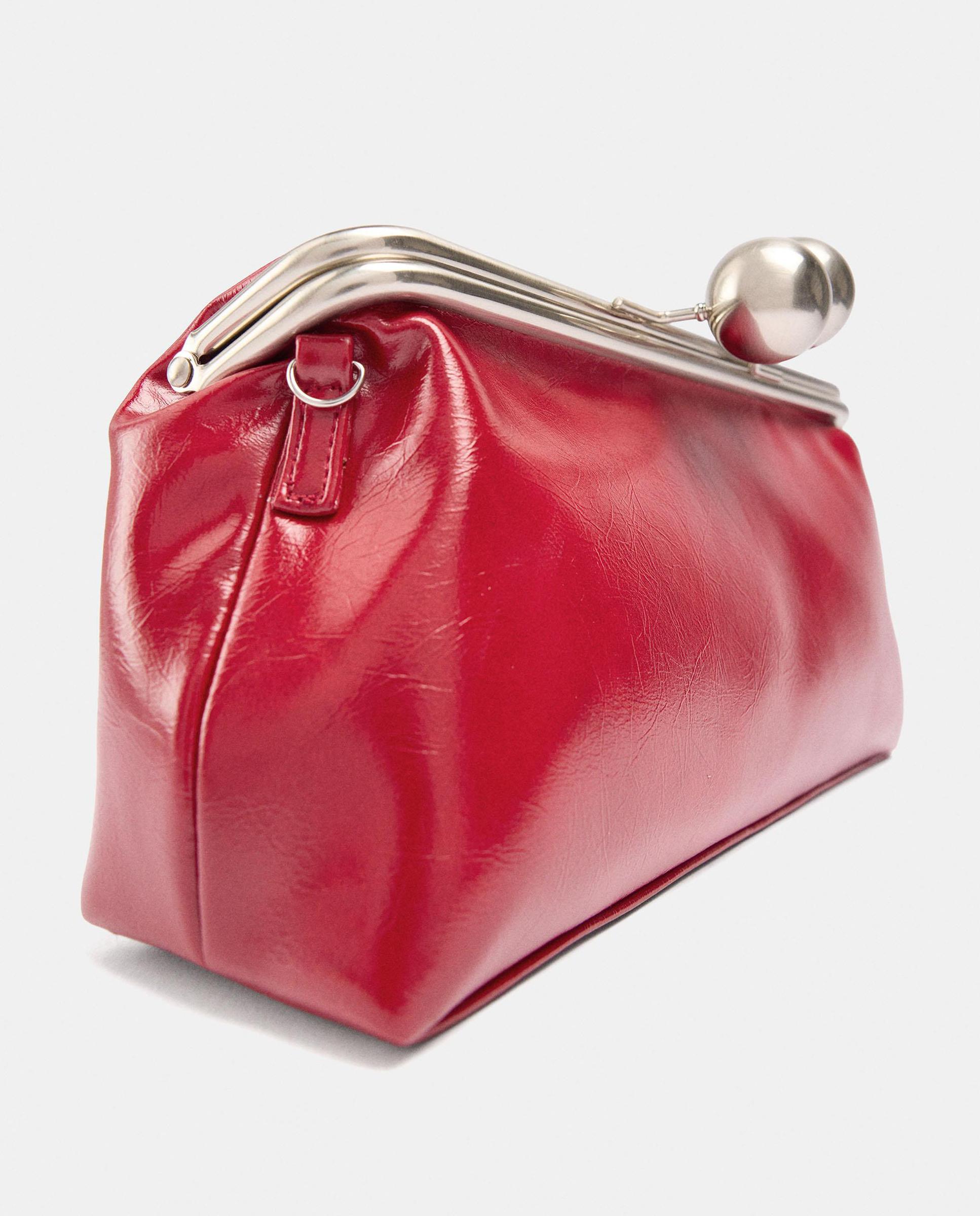 Bolso de fiesta convertible a bandolera estilo clutch con cierre de botón en liso - Parfois - Rojo Rojo-3