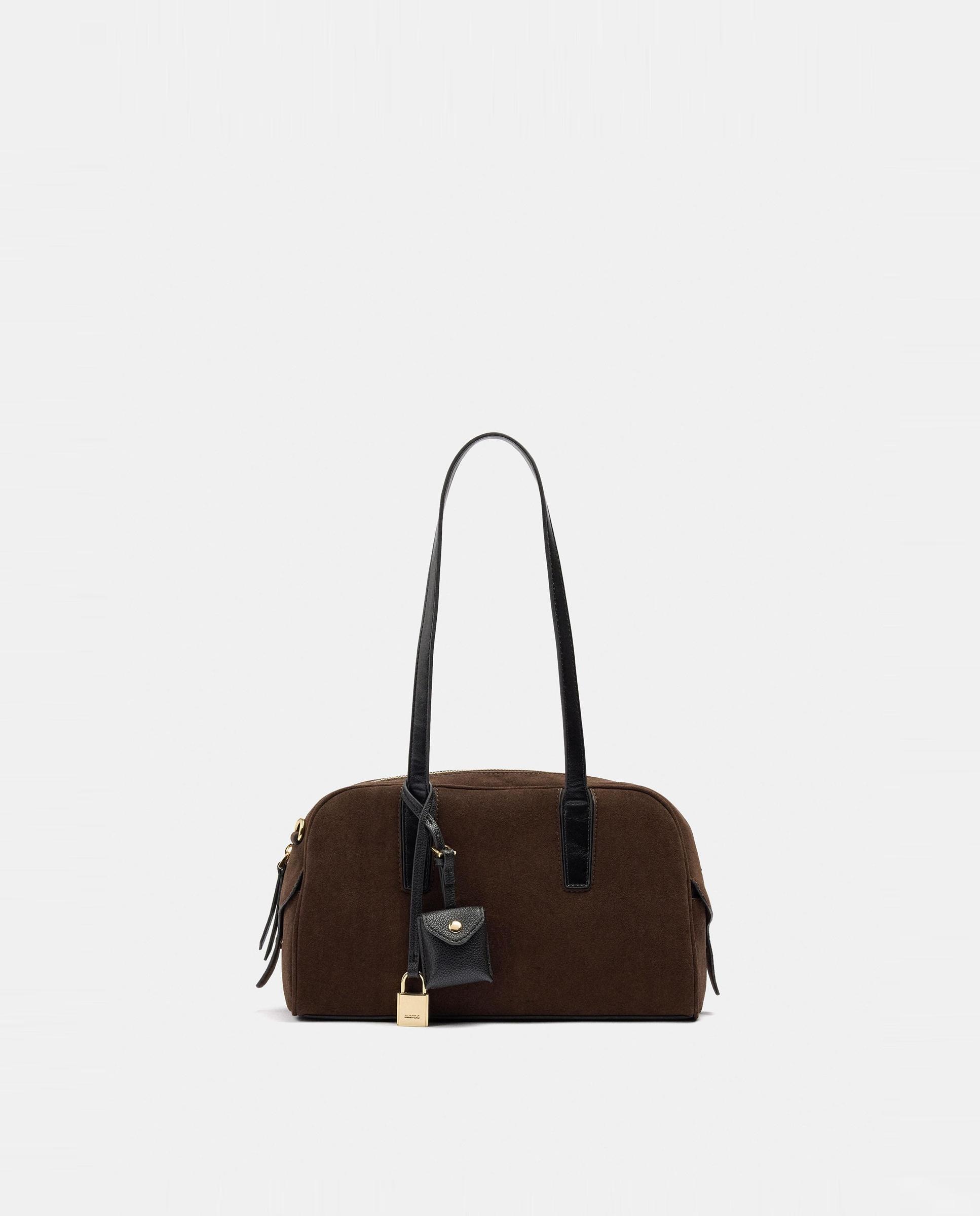 Bolso de hombro alargado con cierre de cremallera en liso - Parfois - Marrón oscuro Marrón oscuro-1