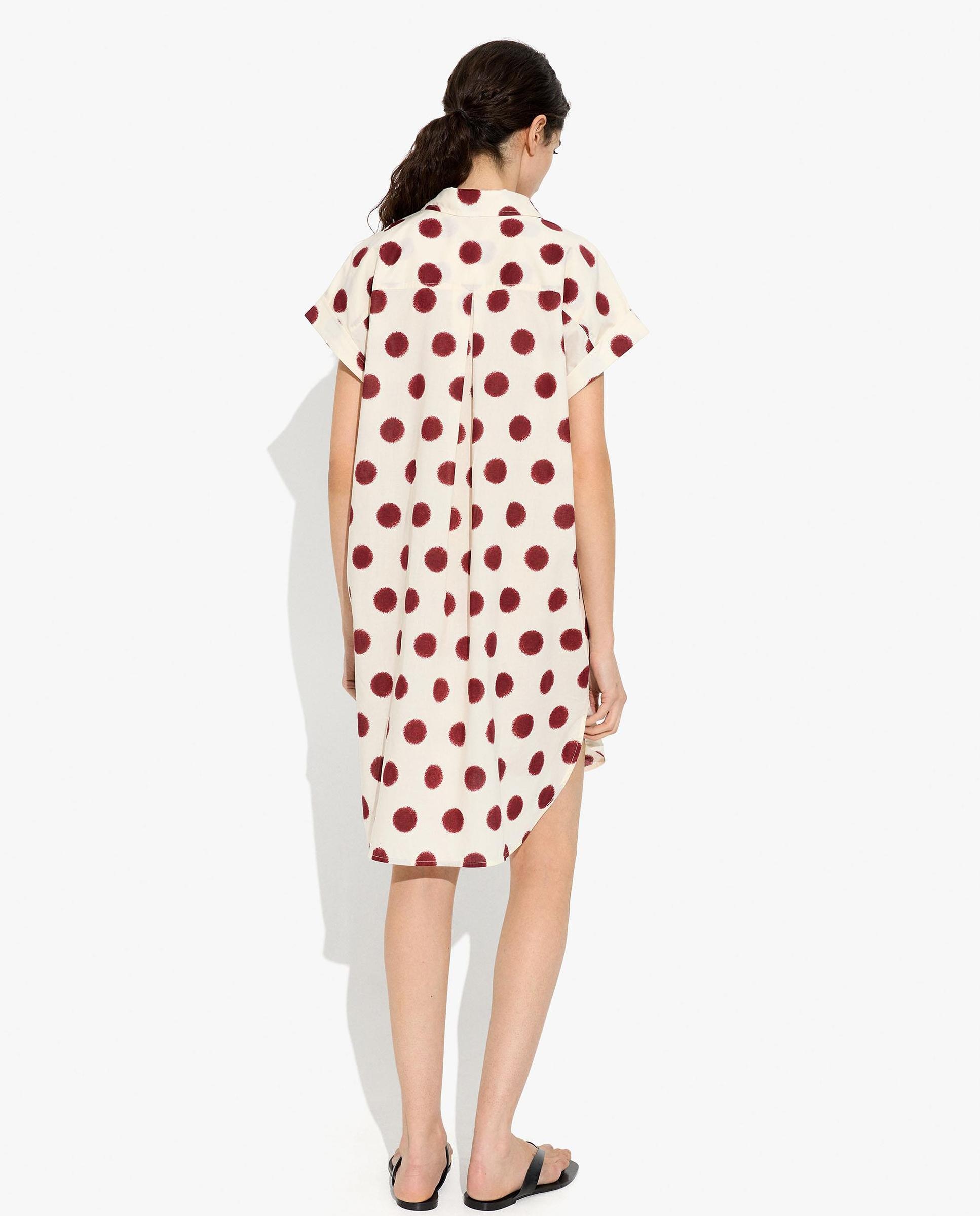 Vestido midi 100% algodón camisero con estampado de lunares - Parfois - Burdeos Burdeos-4