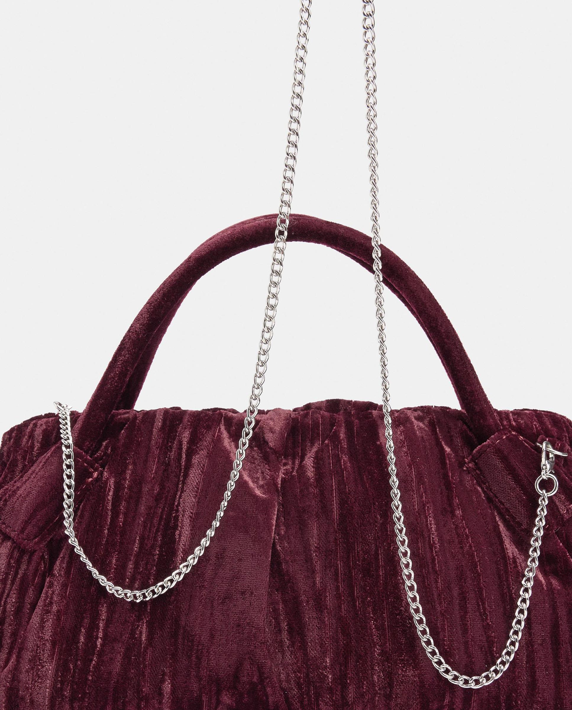 Bolso de fiesta convertible a bandolera de terciopelo en liso - Parfois - Granate Granate-3