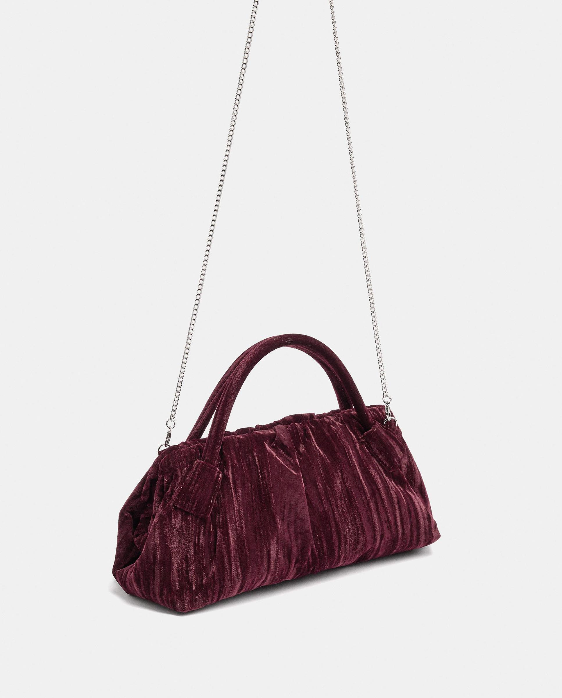 Bolso de fiesta convertible a bandolera de terciopelo en liso - Parfois - Granate Granate-2