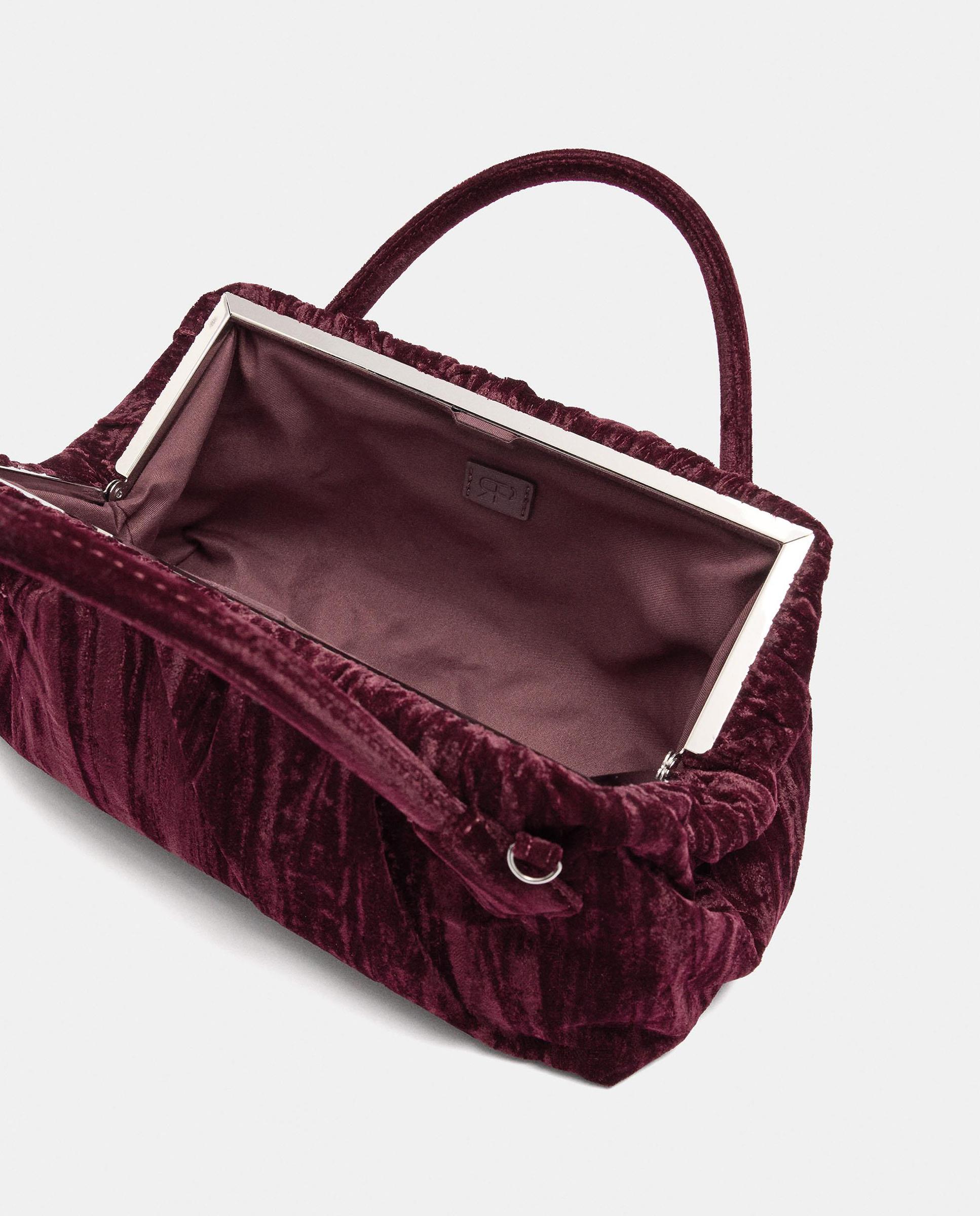 Bolso de fiesta convertible a bandolera de terciopelo en liso - Parfois - Granate Granate-4