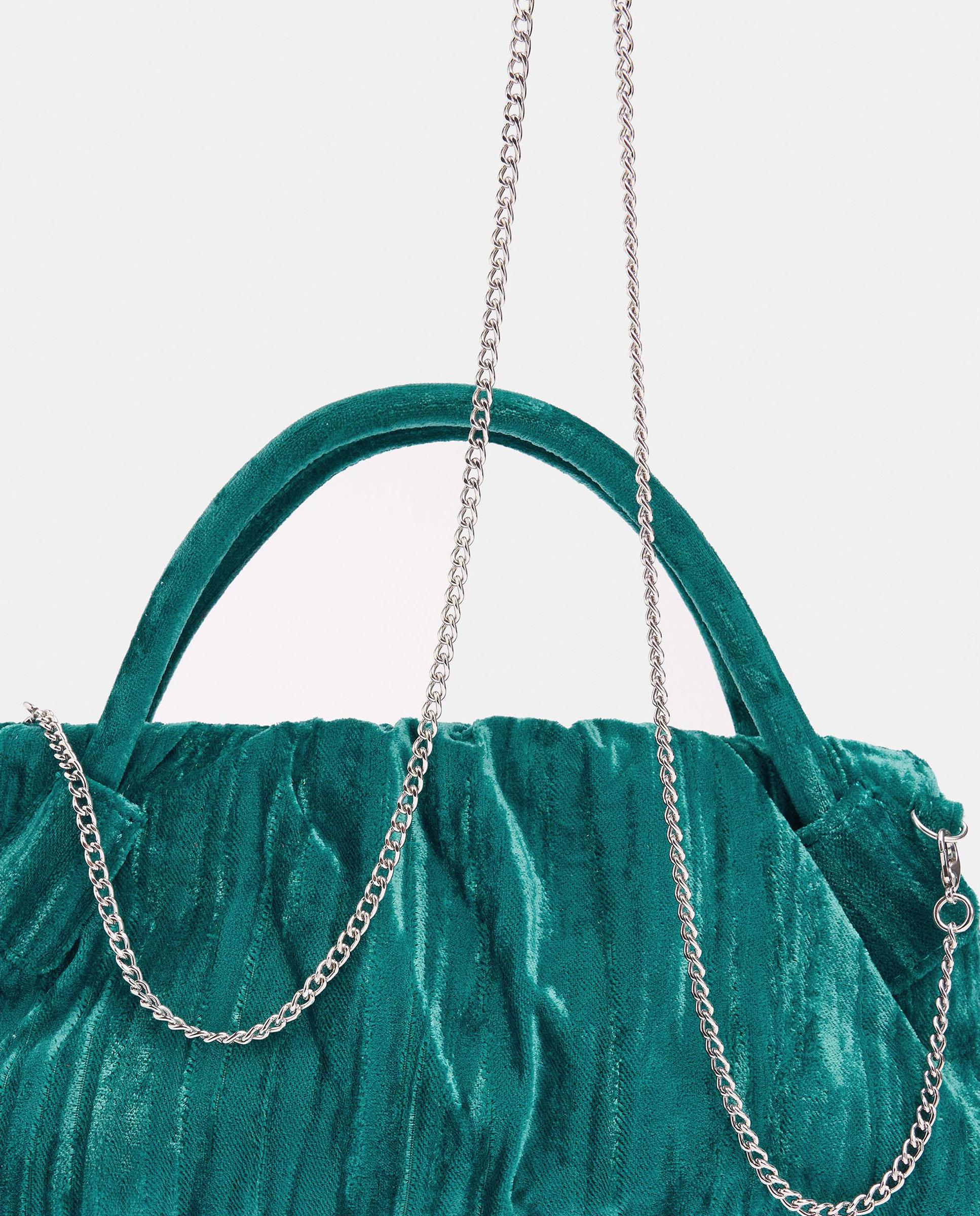 Bolso de fiesta convertible a bandolera de terciopelo en liso - Parfois - Azul Azul-3