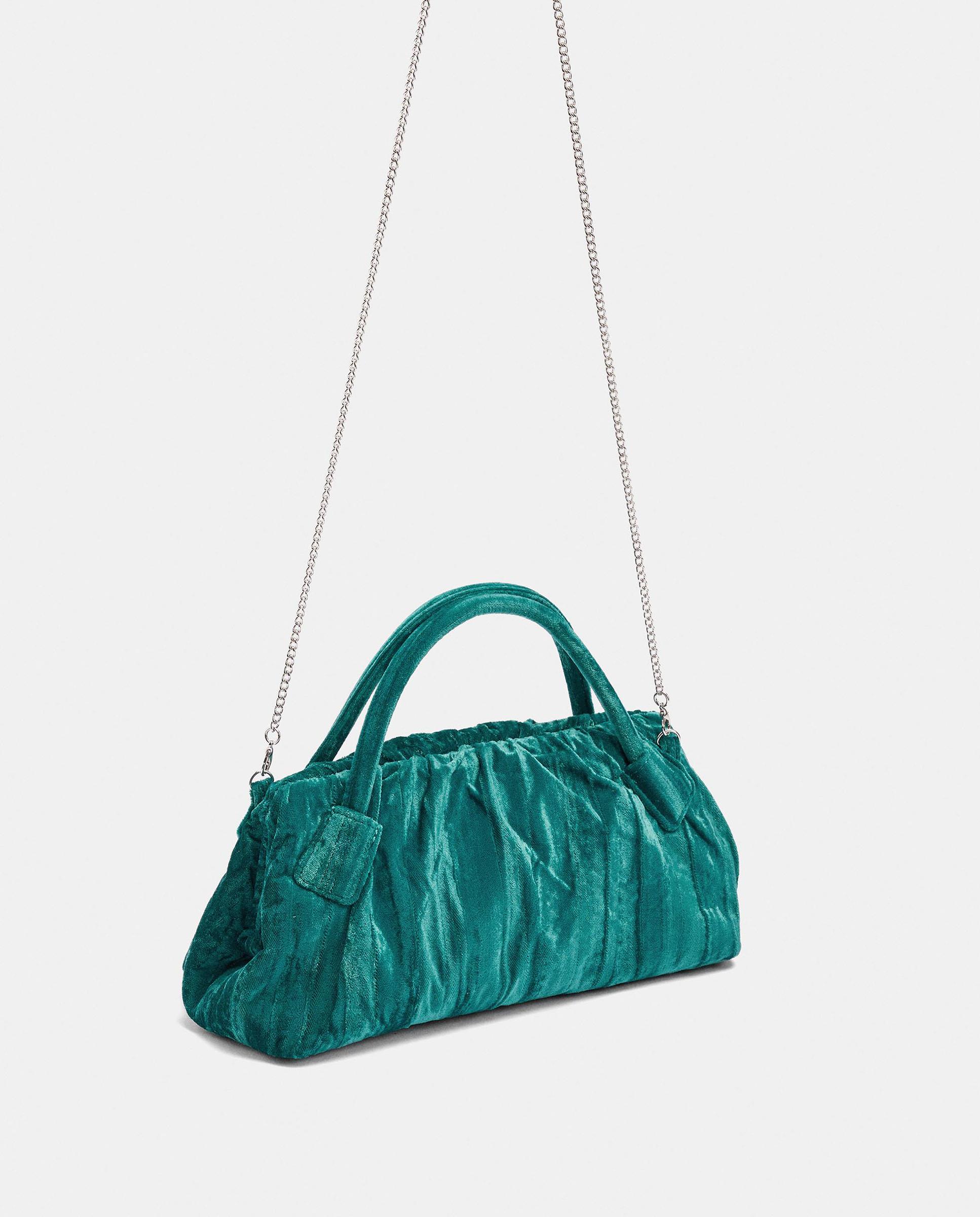 Bolso de fiesta convertible a bandolera de terciopelo en liso - Parfois - Azul Azul-2