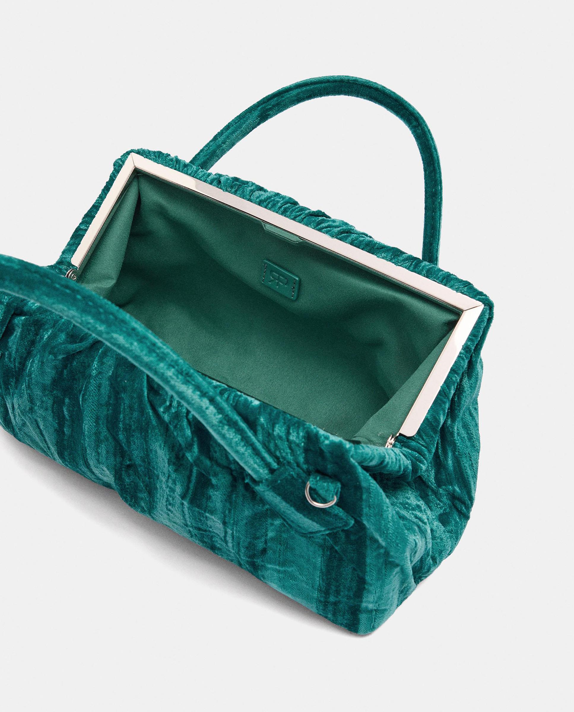 Bolso de fiesta convertible a bandolera de terciopelo en liso - Parfois - Azul Azul-4
