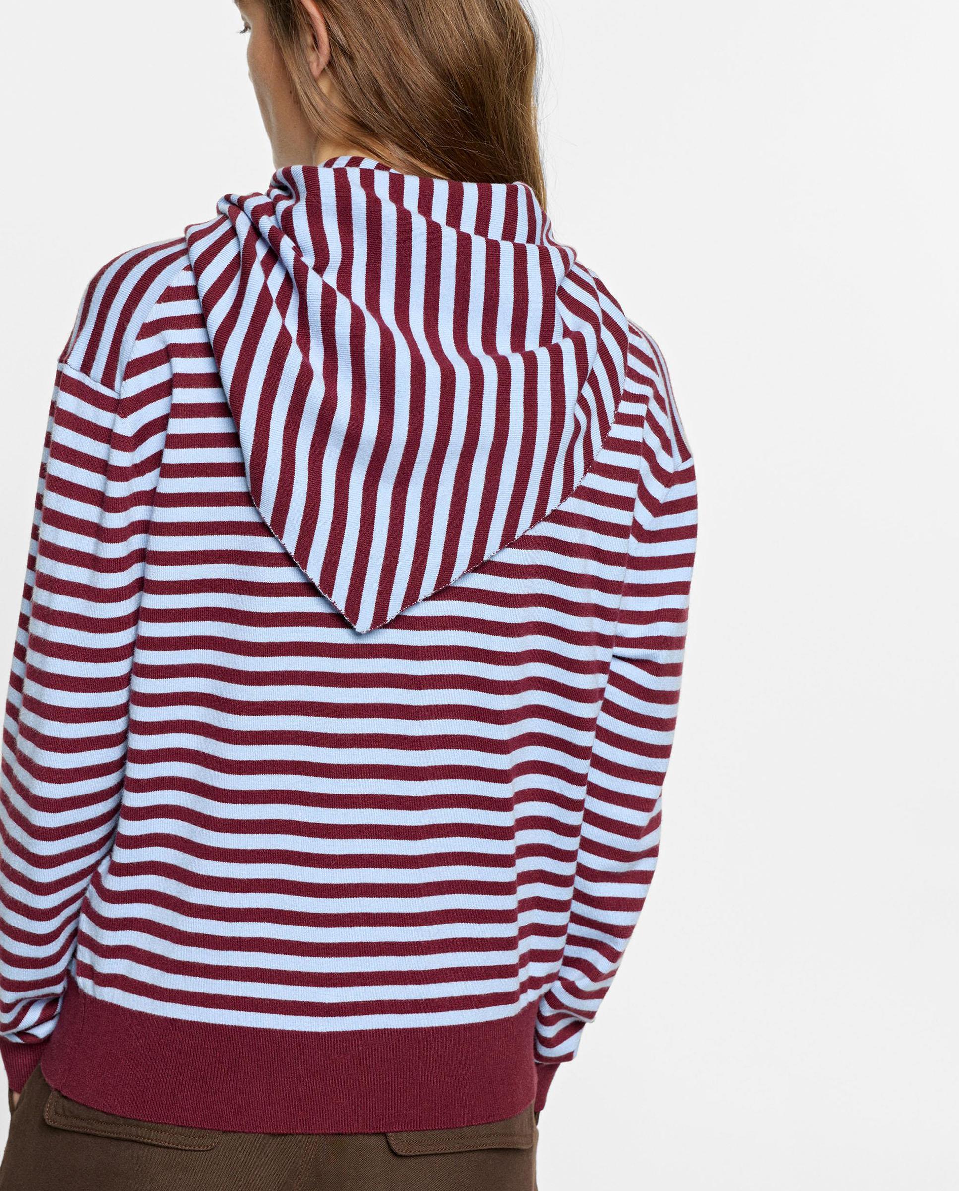 Jersey de mujer de punto con chal incorporado y estampado de rayas - Parfois - Burdeos Burdeos-4