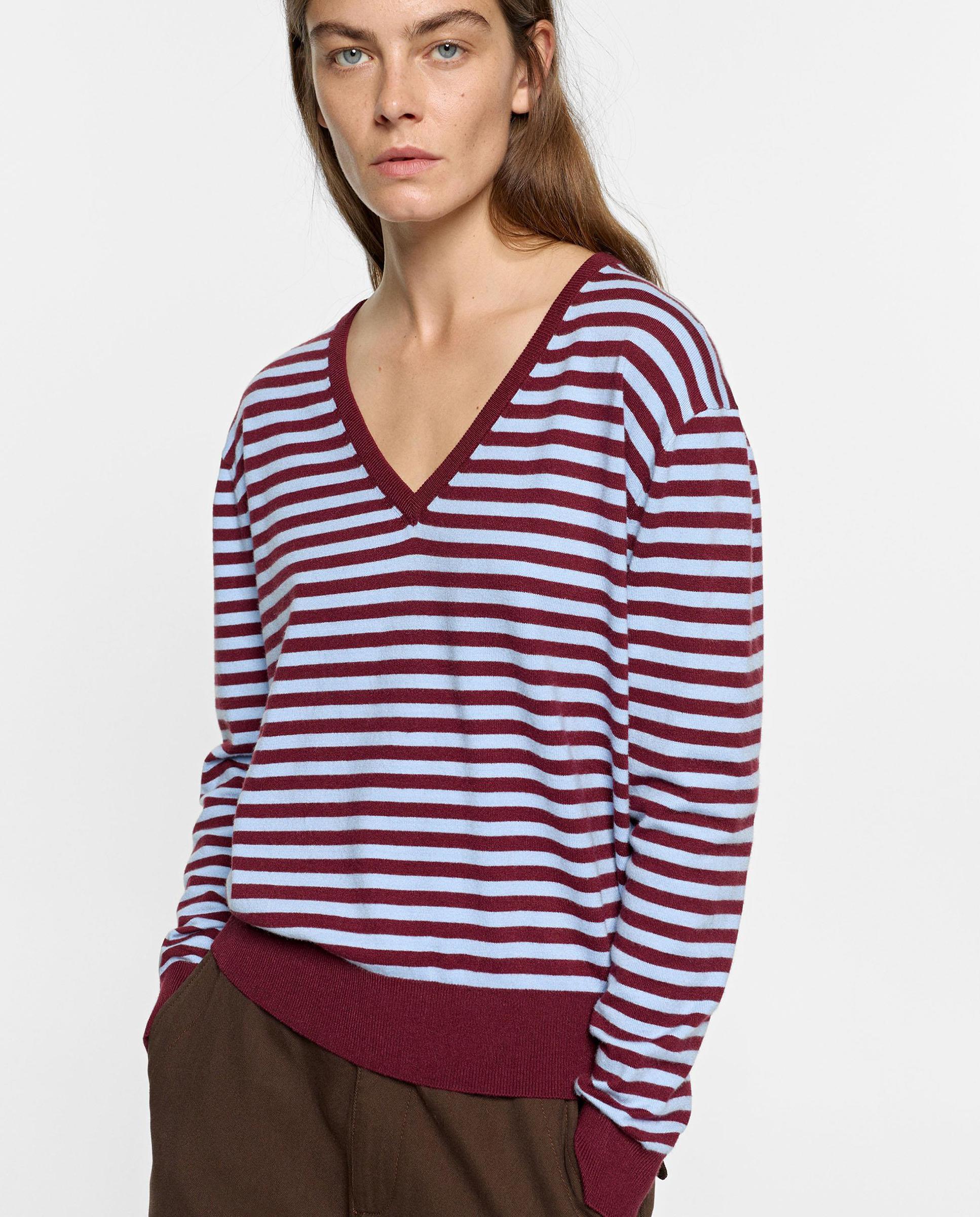 Jersey de mujer de punto con chal incorporado y estampado de rayas - Parfois - Burdeos Burdeos-5