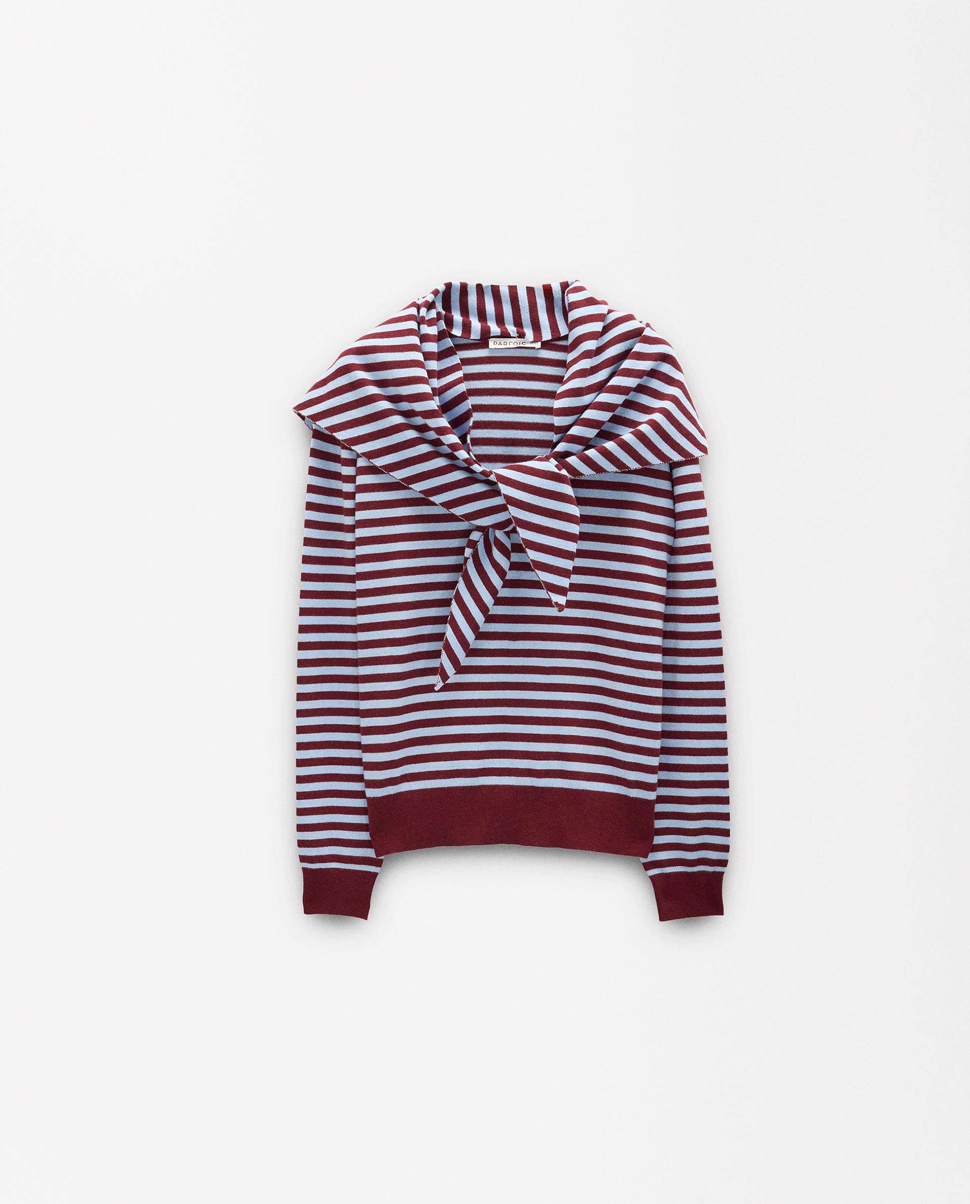 Jersey de mujer de punto con chal incorporado y estampado de rayas - Parfois - Burdeos Burdeos-7