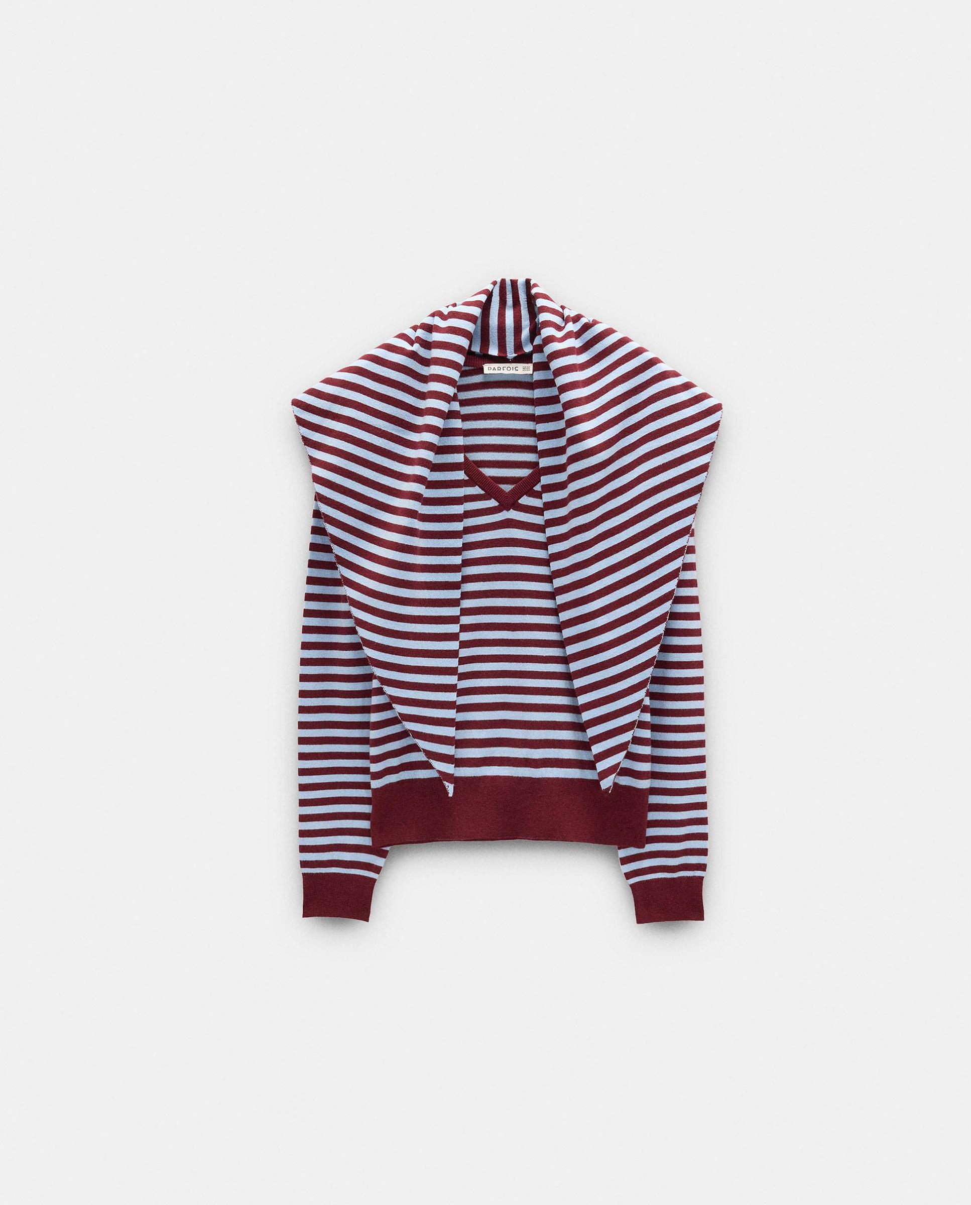 Jersey de mujer de punto con chal incorporado y estampado de rayas - Parfois - Burdeos Burdeos-8