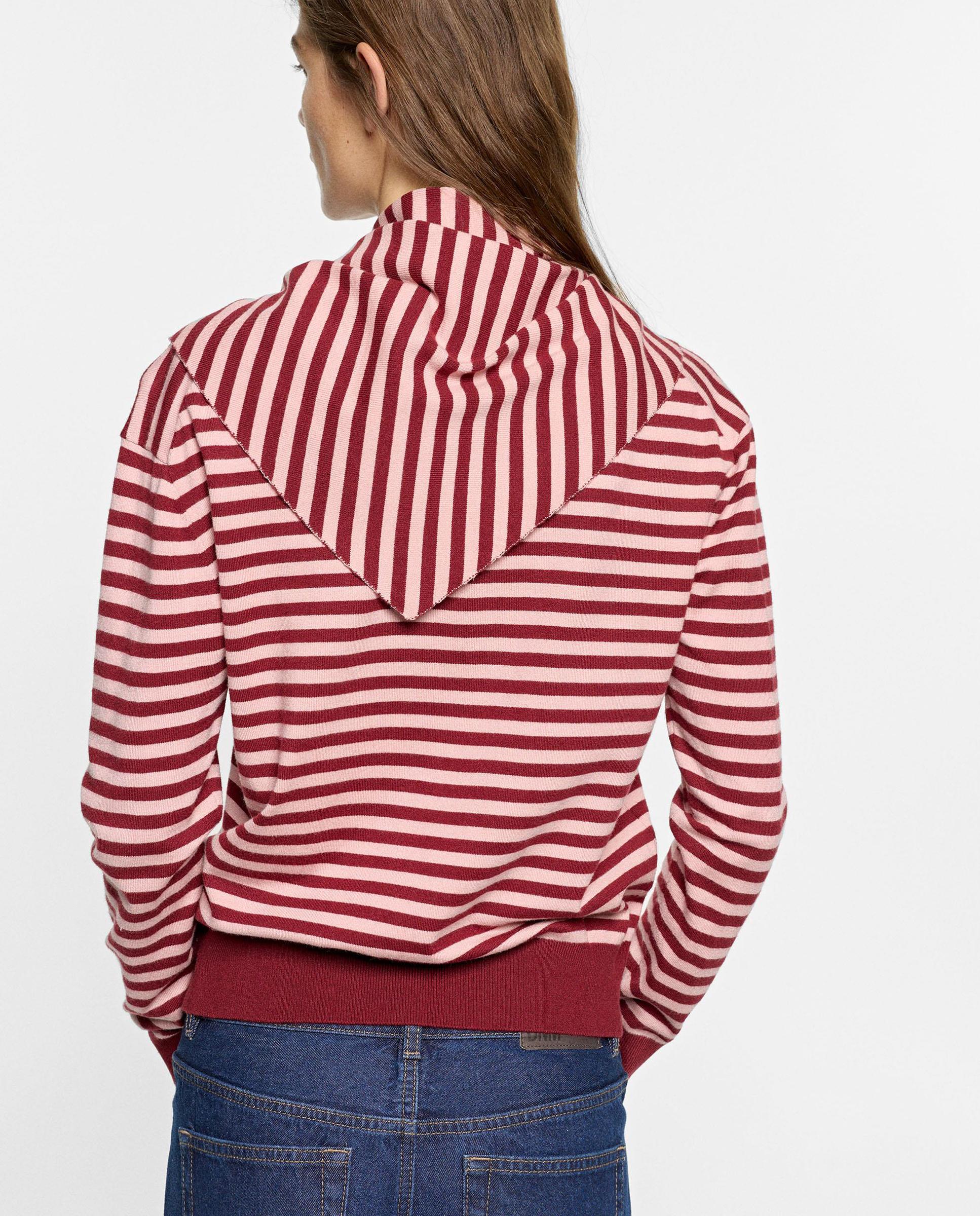 Jersey de mujer de punto con chal incorporado y estampado de rayas - Parfois - Rojo Rojo-4