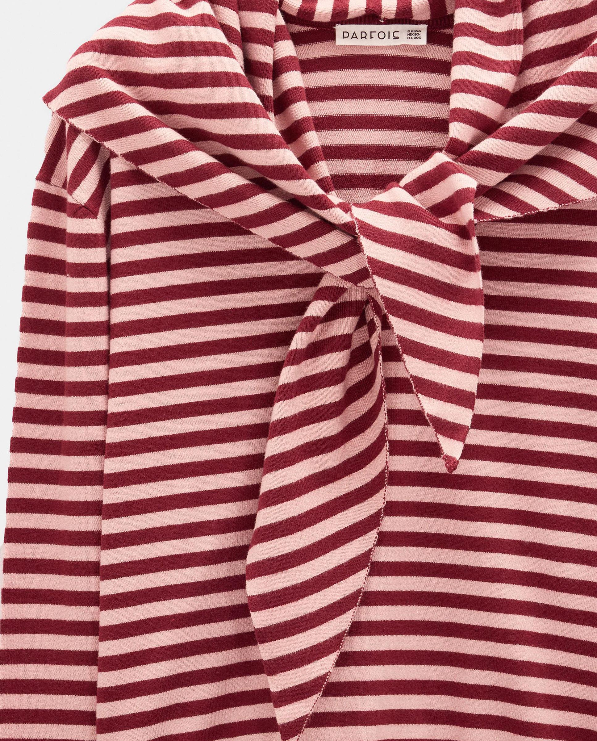 Jersey de mujer de punto con chal incorporado y estampado de rayas - Parfois - Rojo Rojo-6