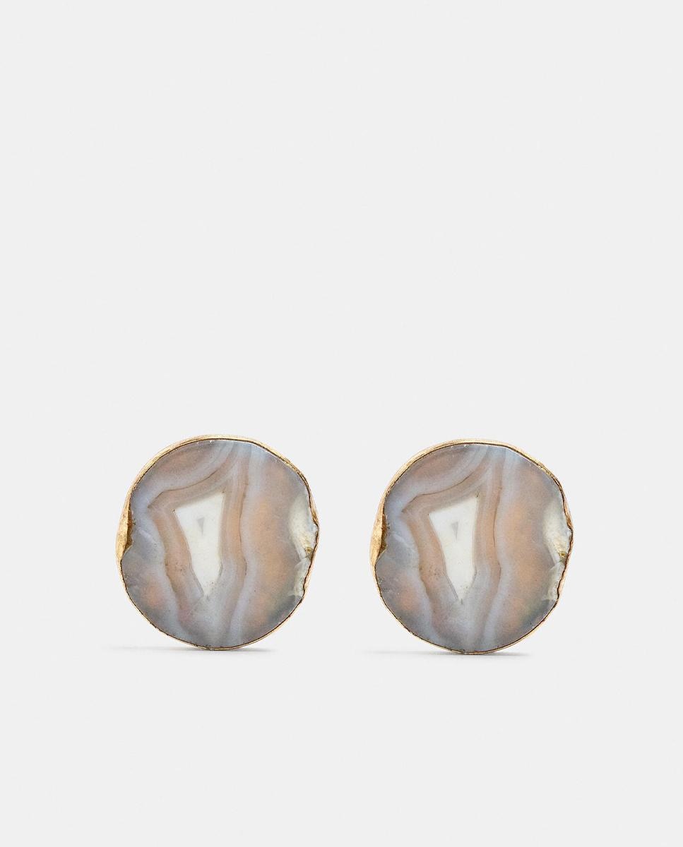 Imagen 1 de Pendientes semicirculares con piedra decorativa Beige