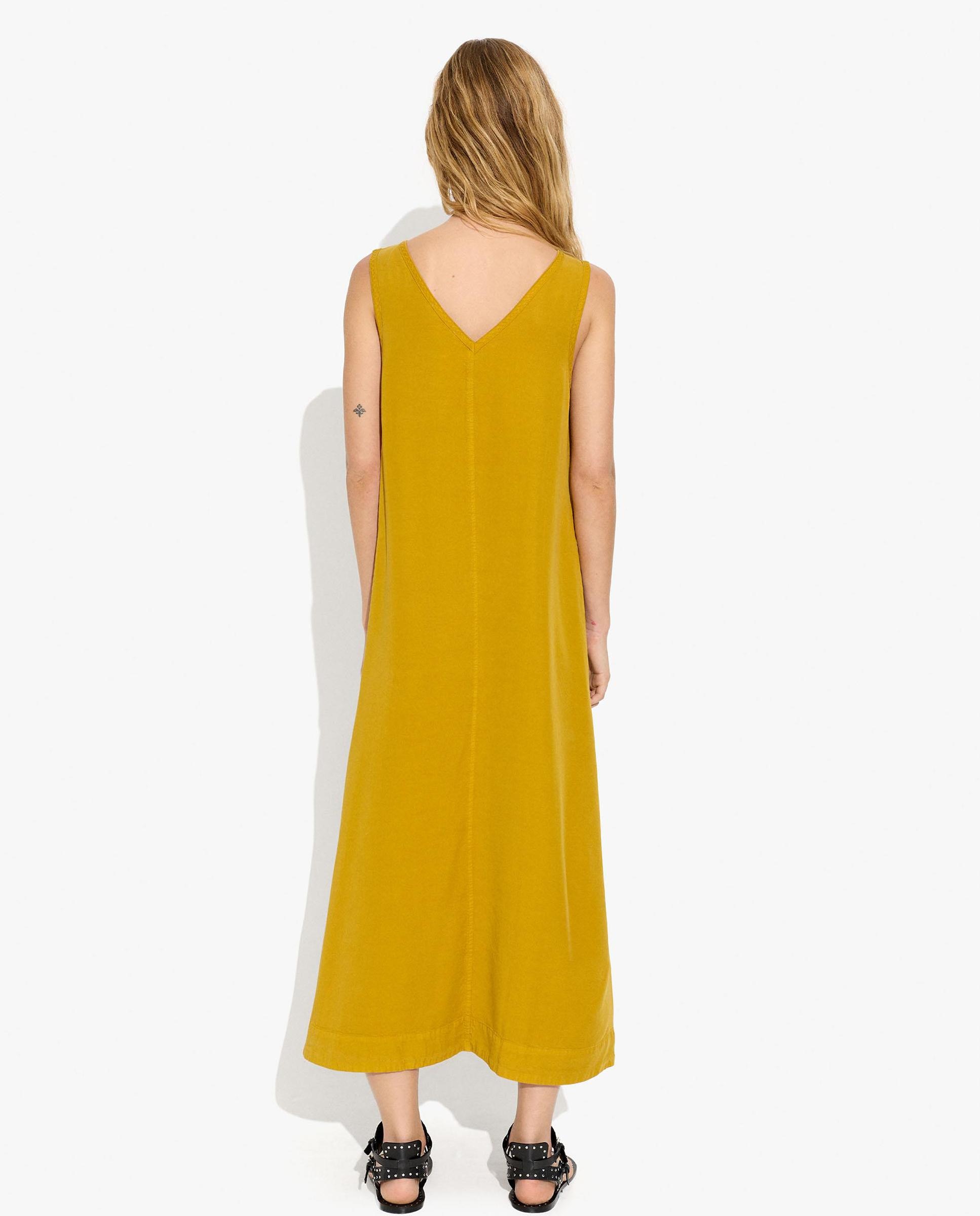 Vestido largo 100% liocel fluido en liso - Parfois - Mostaza Mostaza-3