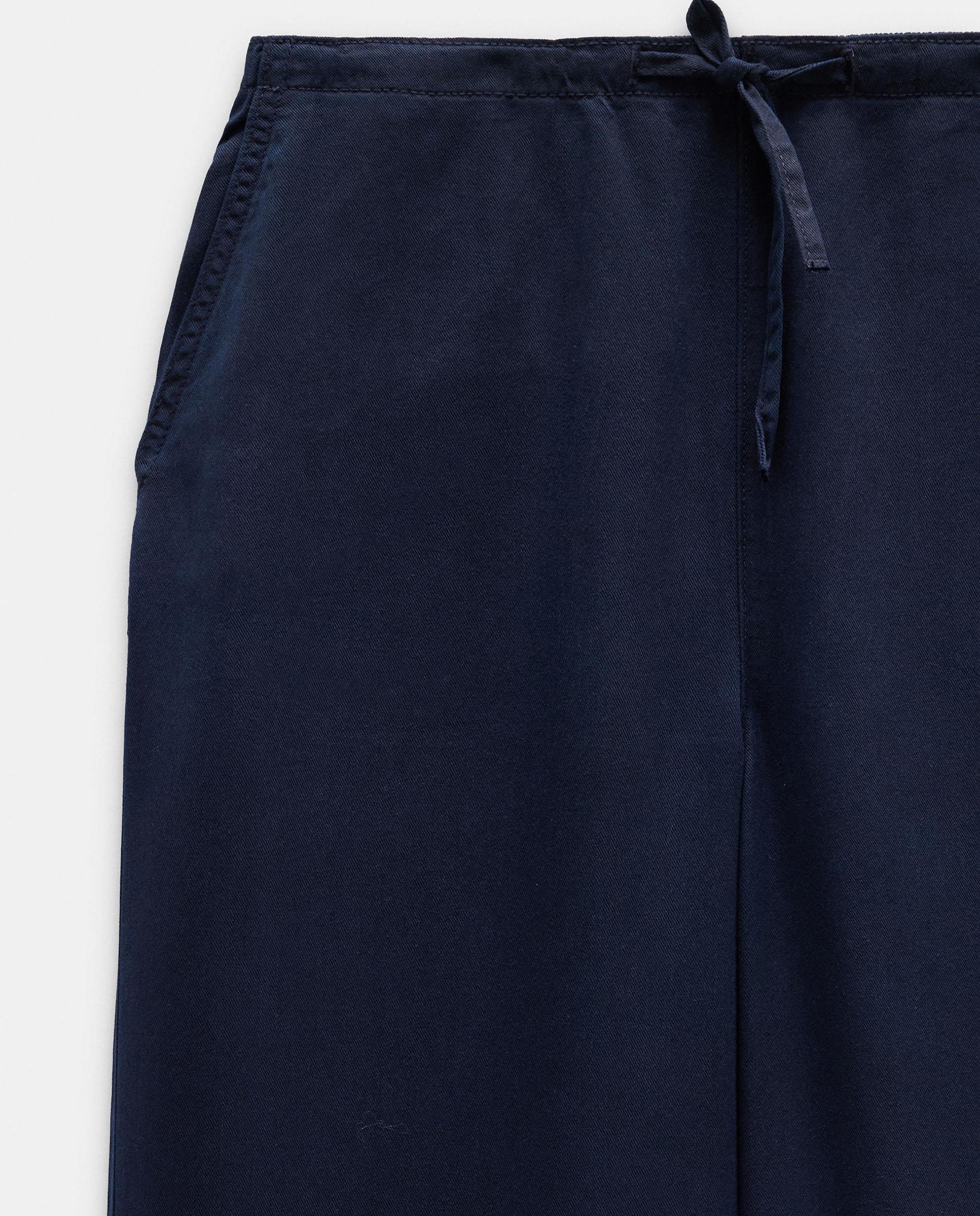 Pantalones rectos de mujer 100% liocel con cordón de cintura en liso - Parfois - Azul marino Azul marino-6