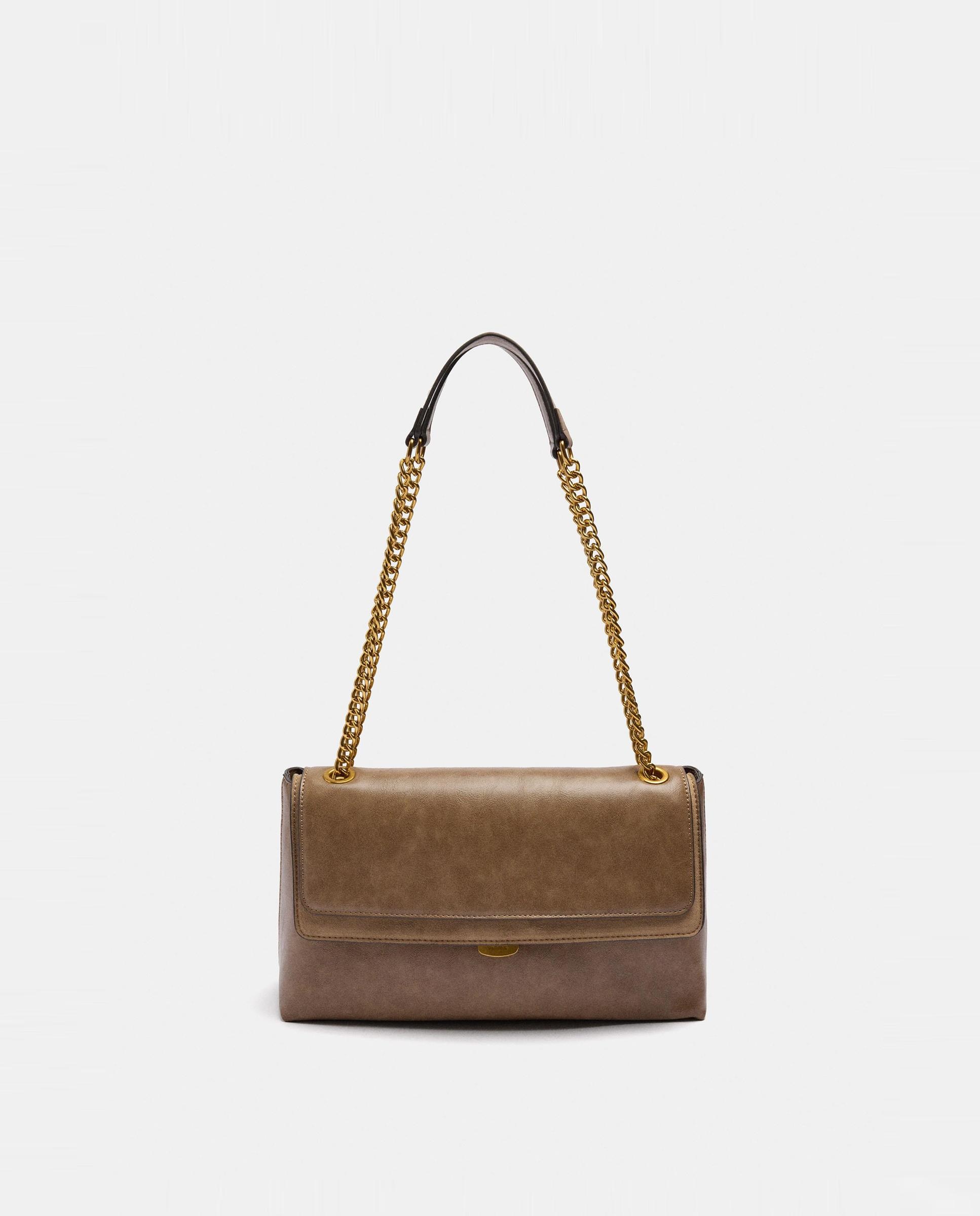 Bolso de hombro con solapa y cierre de botón en liso - Parfois - Beige Beige-1