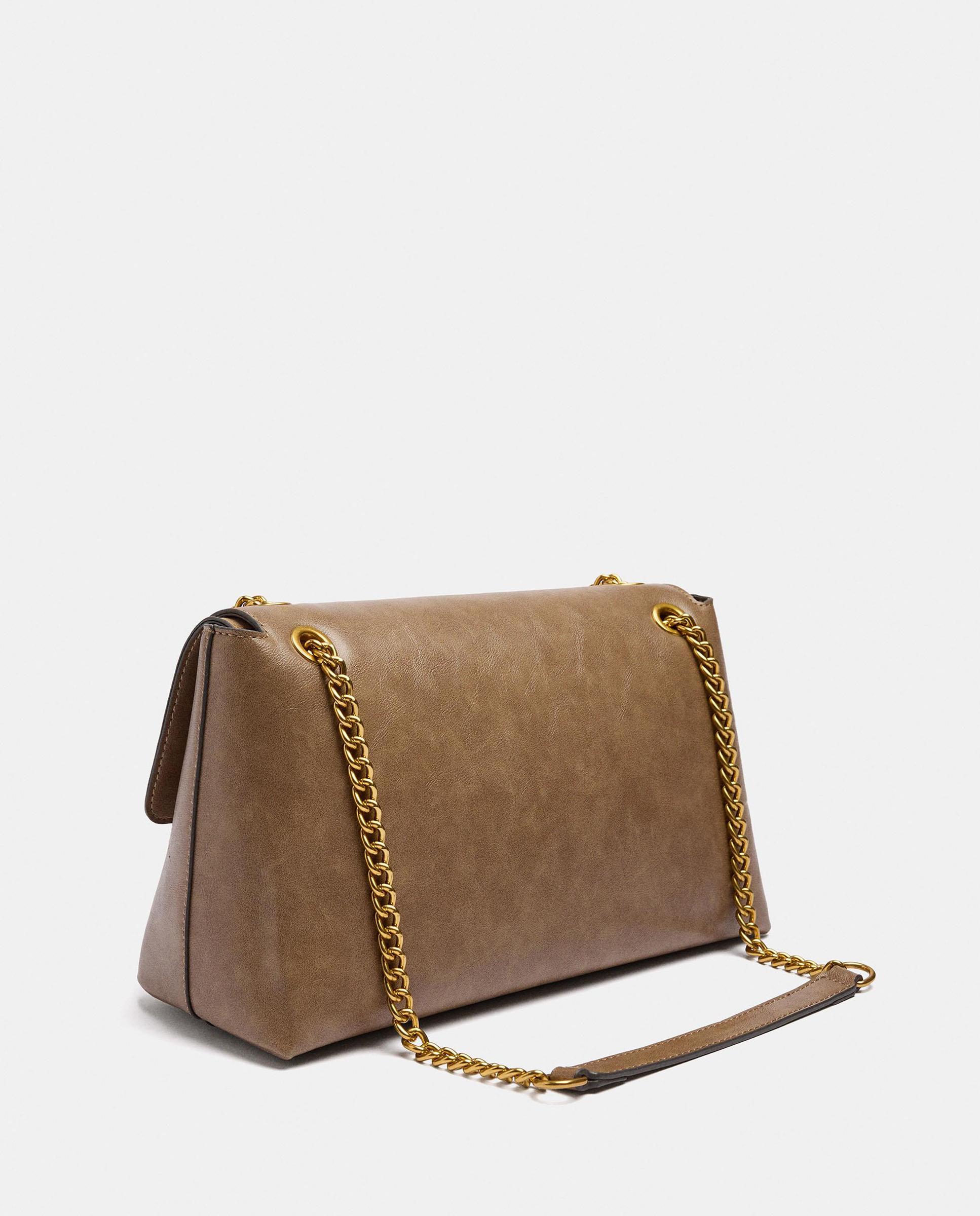 Bolso de hombro con solapa y cierre de botón en liso - Parfois - Beige Beige-2