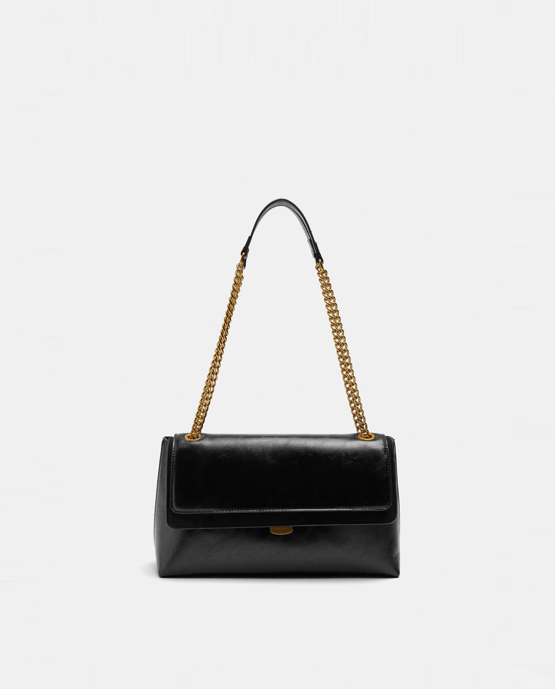 Bolso de hombro con solapa y cierre de botón en liso - Parfois - Negro Negro-1
