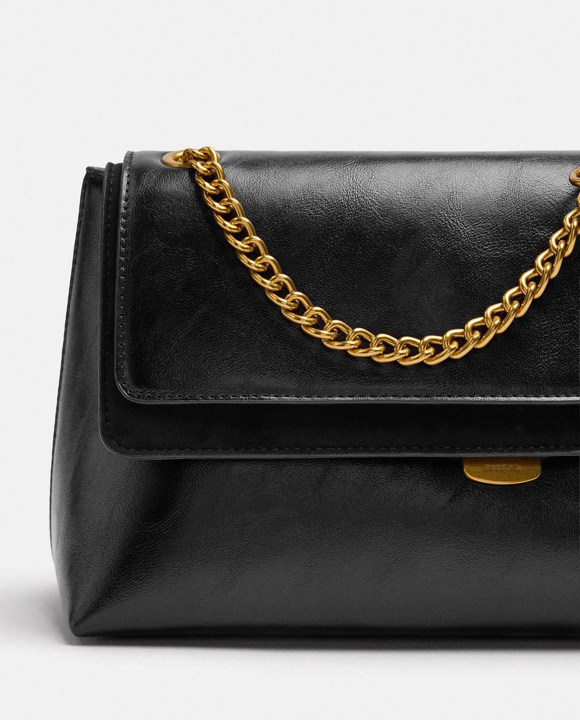 Bolso de hombro con solapa y cierre de botón en liso - Parfois - Negro Negro-3