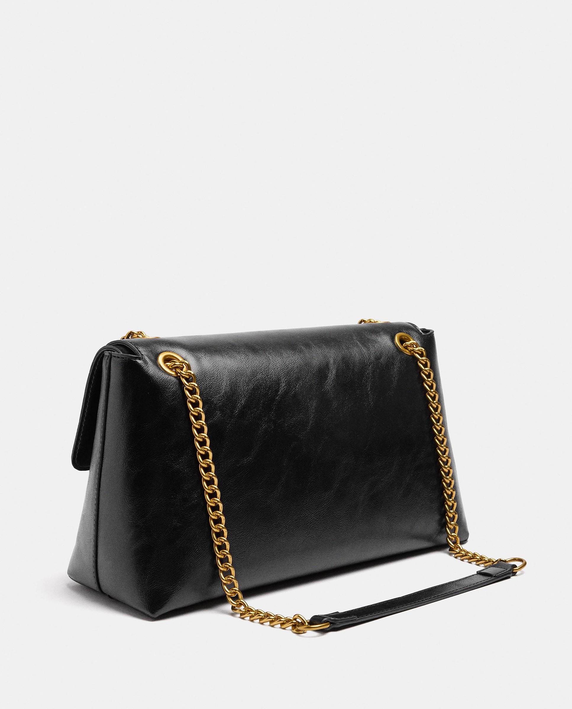 Bolso de hombro con solapa y cierre de botón en liso - Parfois - Negro Negro-4