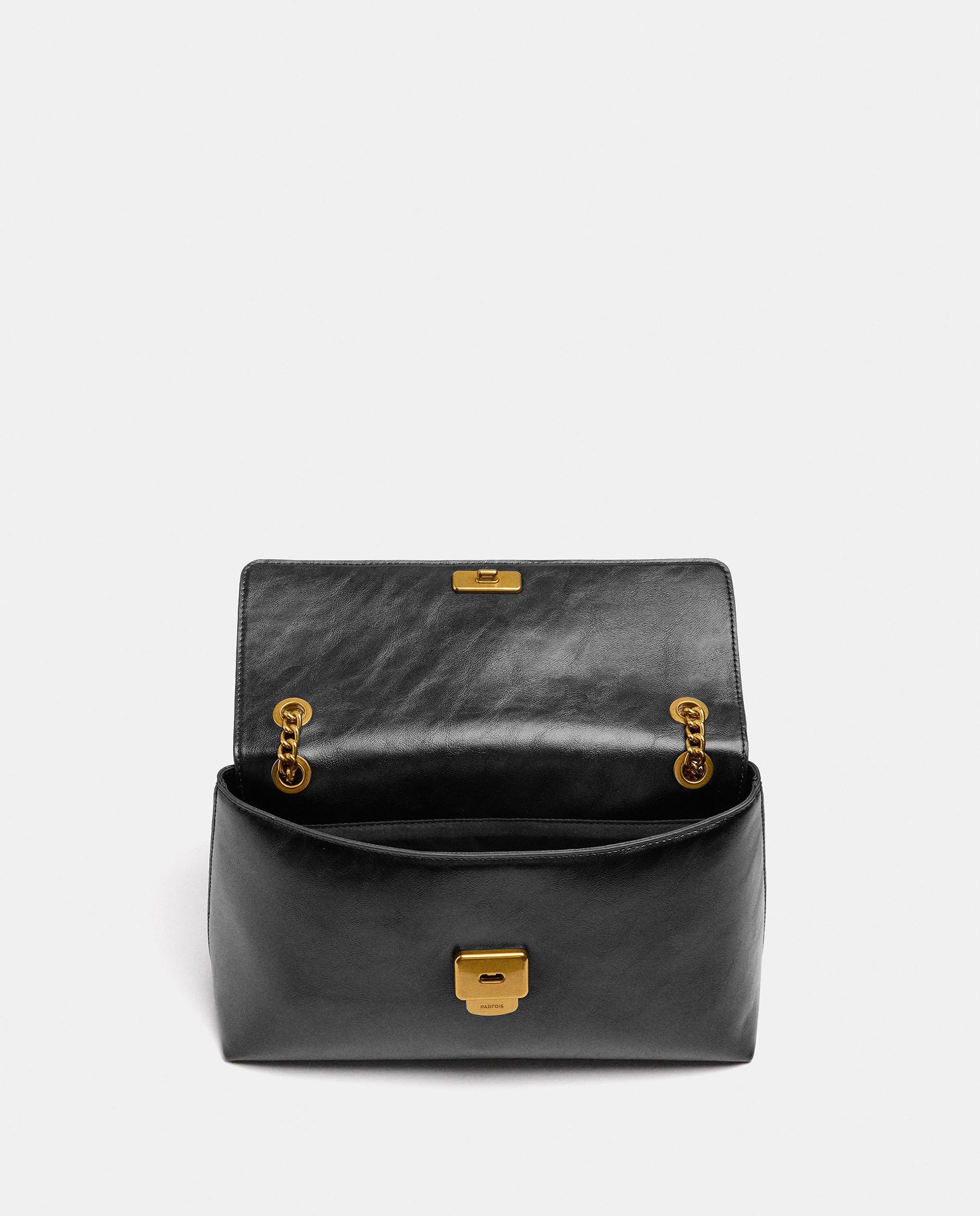 Bolso de hombro con solapa y cierre de botón en liso - Parfois - Negro Negro-5