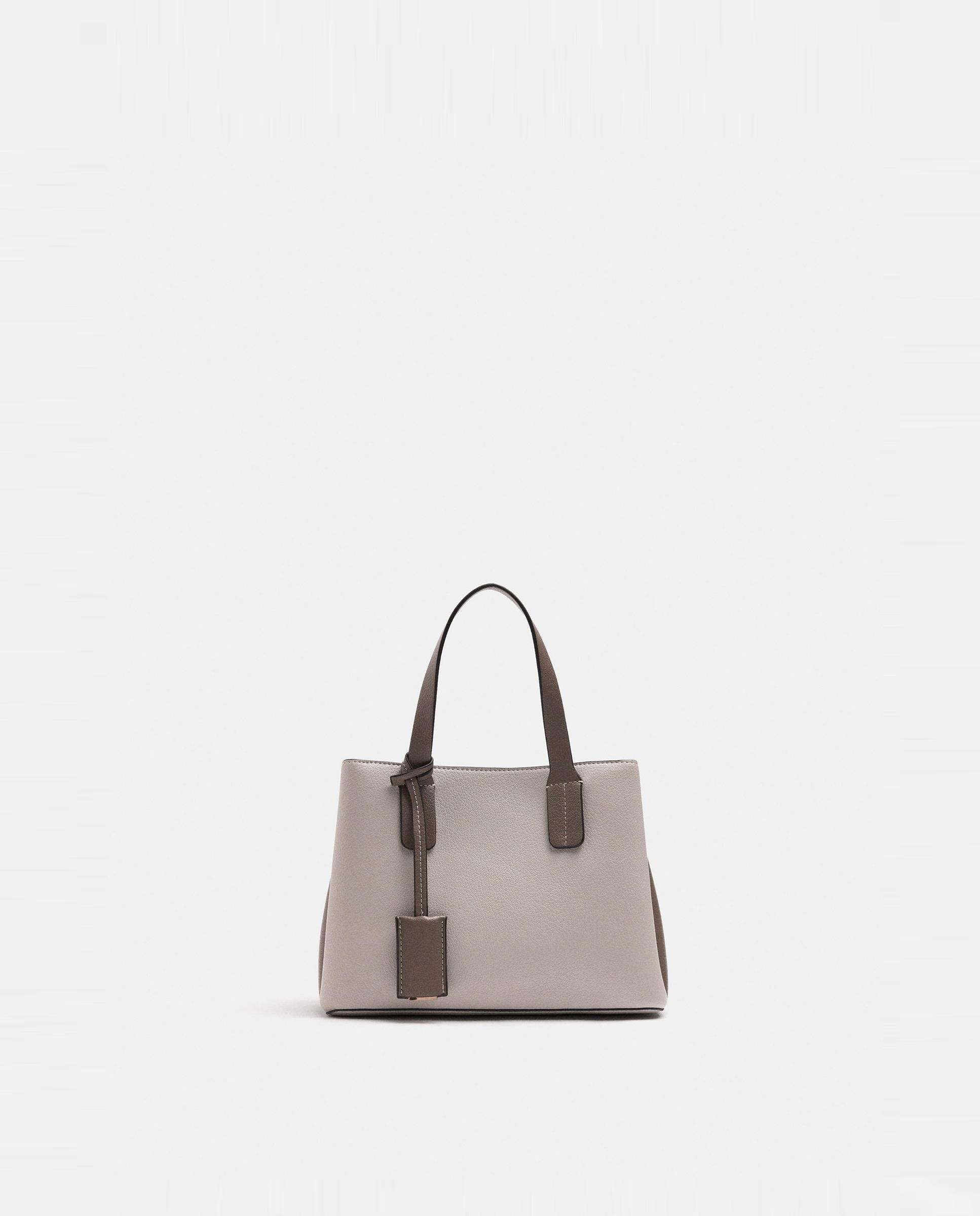 Bolso de mano estilo tote convertible a bandolera con cierre de cremallera en liso - Parfois - Beige Beige-1