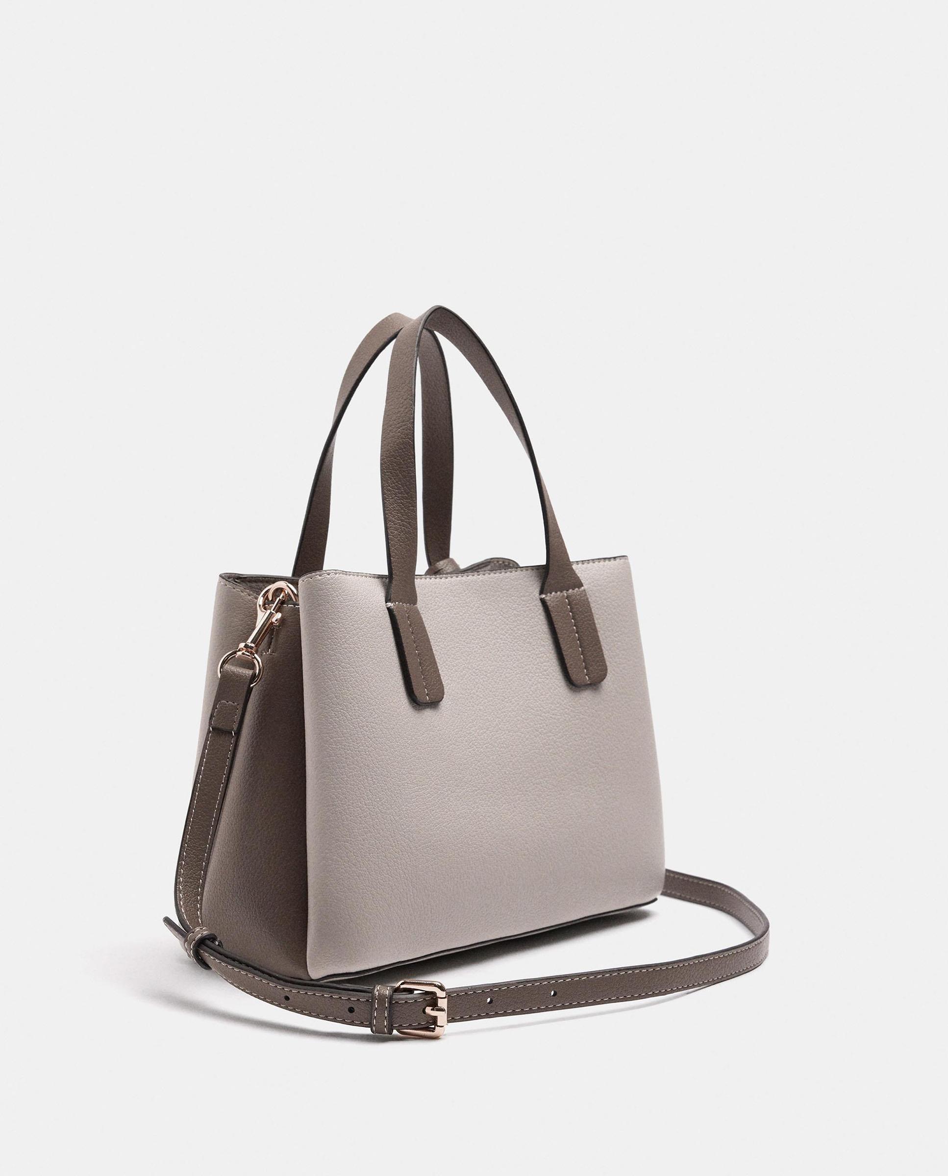 Bolso de mano estilo tote convertible a bandolera con cierre de cremallera en liso - Parfois - Beige Beige-5