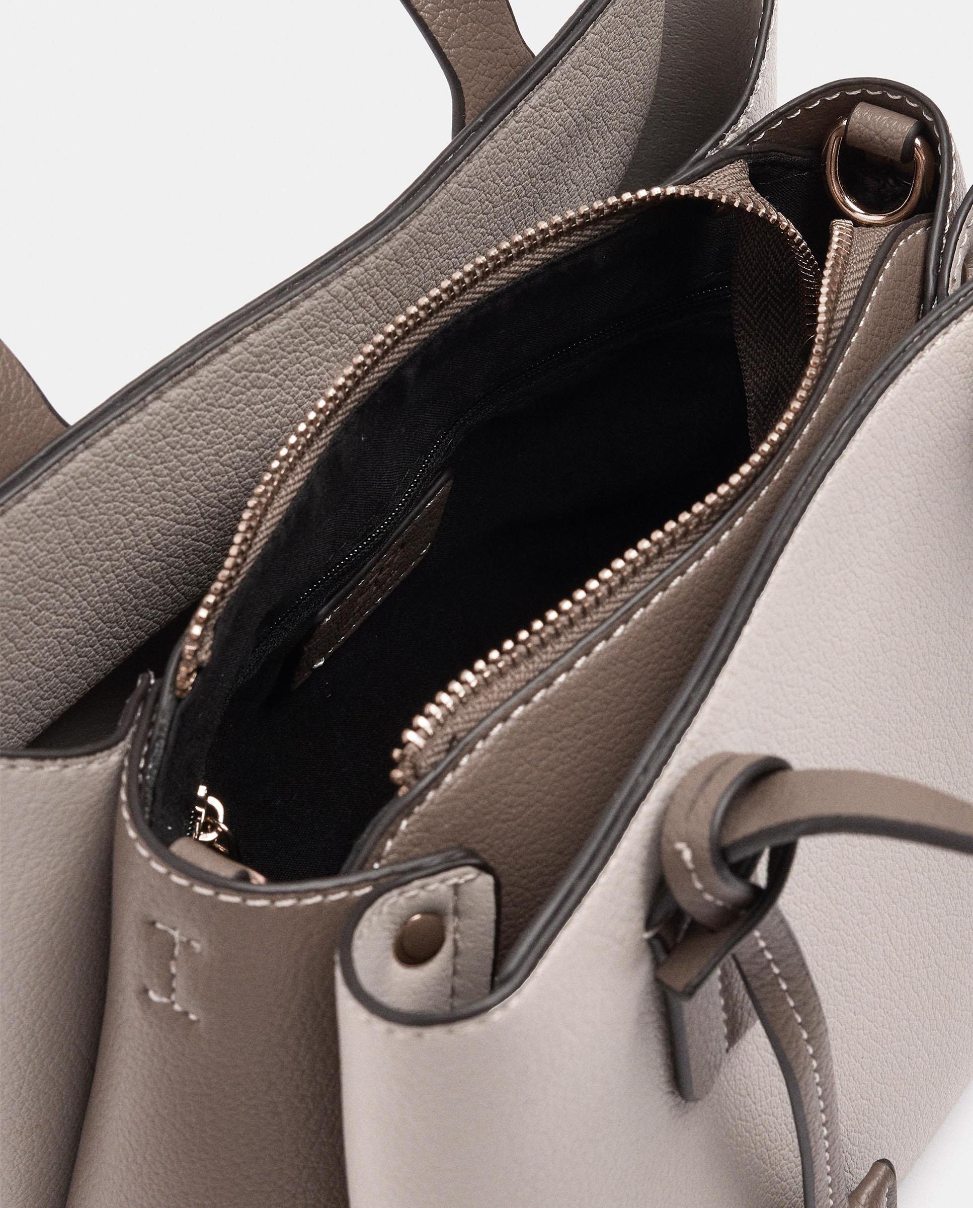 Bolso de mano estilo tote convertible a bandolera con cierre de cremallera en liso - Parfois - Beige Beige-6