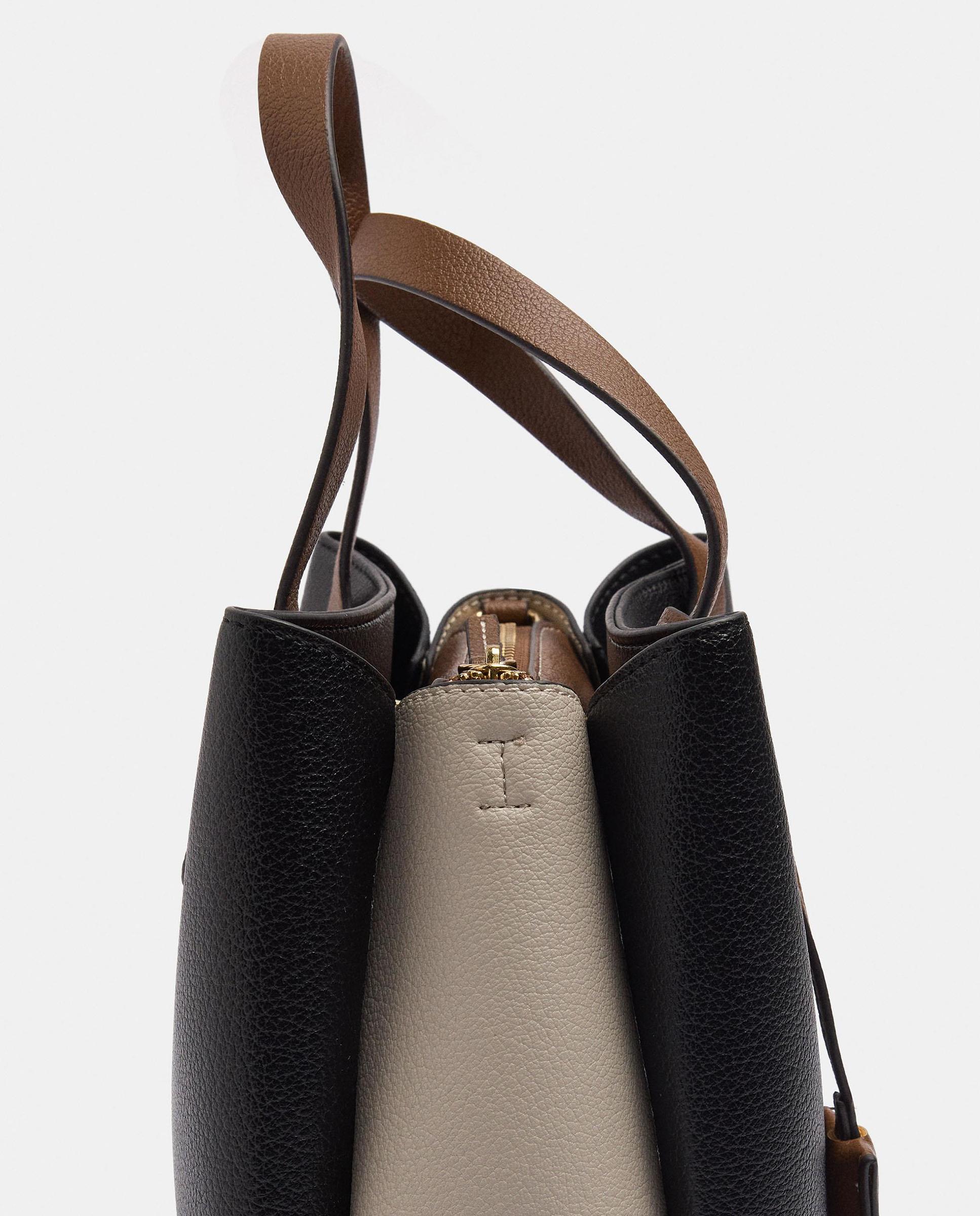 Bolso de mano estilo tote convertible a bandolera con cierre de cremallera en liso - Parfois - Negro Negro-4
