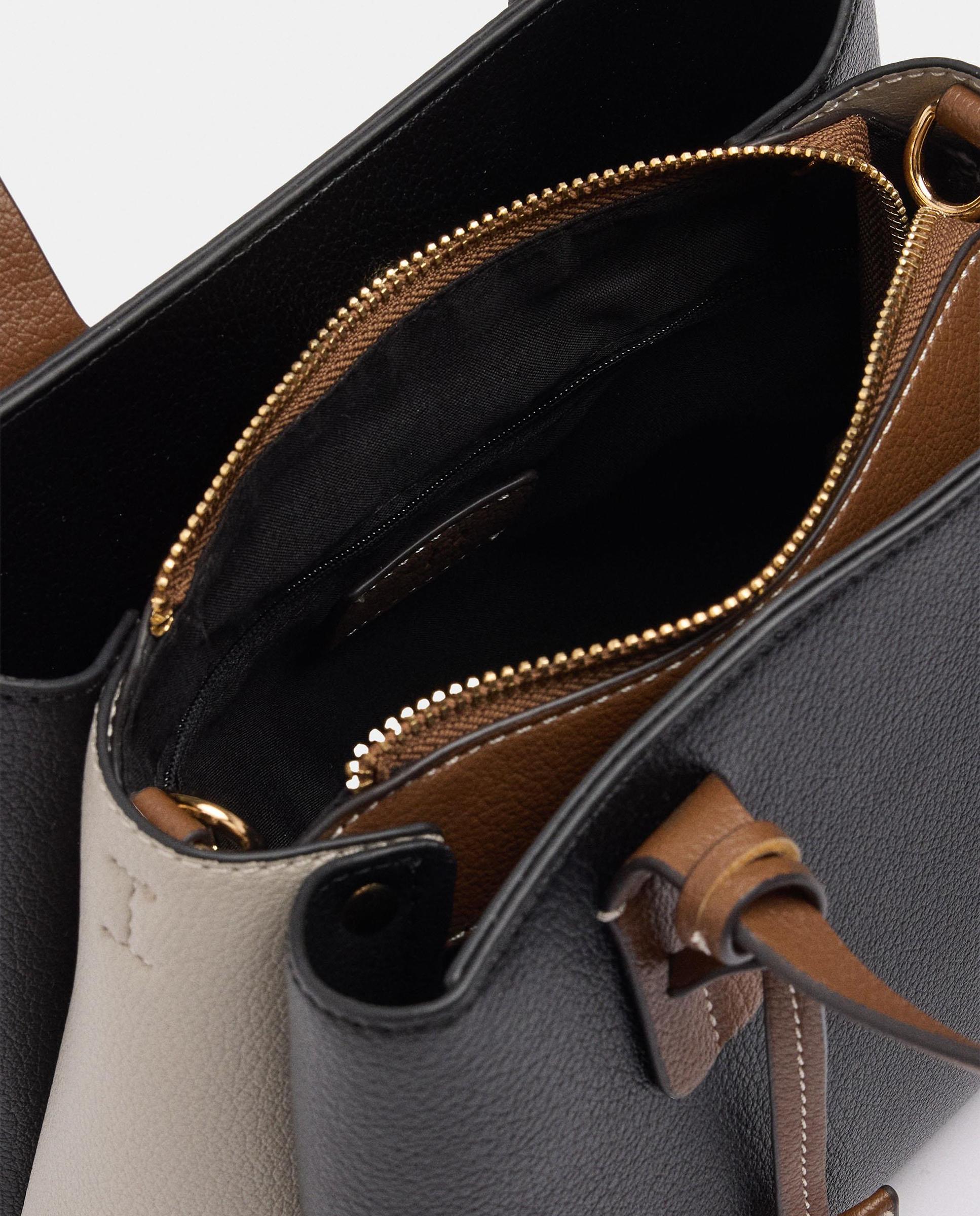 Bolso de mano estilo tote convertible a bandolera con cierre de cremallera en liso - Parfois - Negro Negro-6