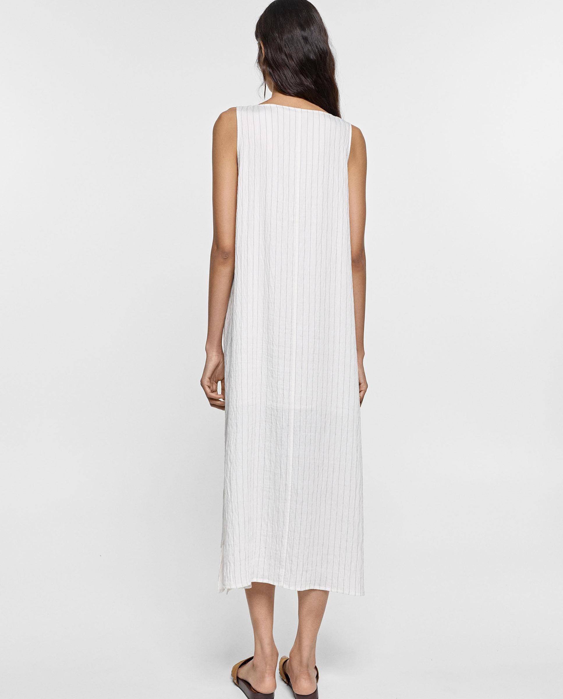 Vestido midi fluido con estampado de rayas - Parfois - Crudo Crudo-3