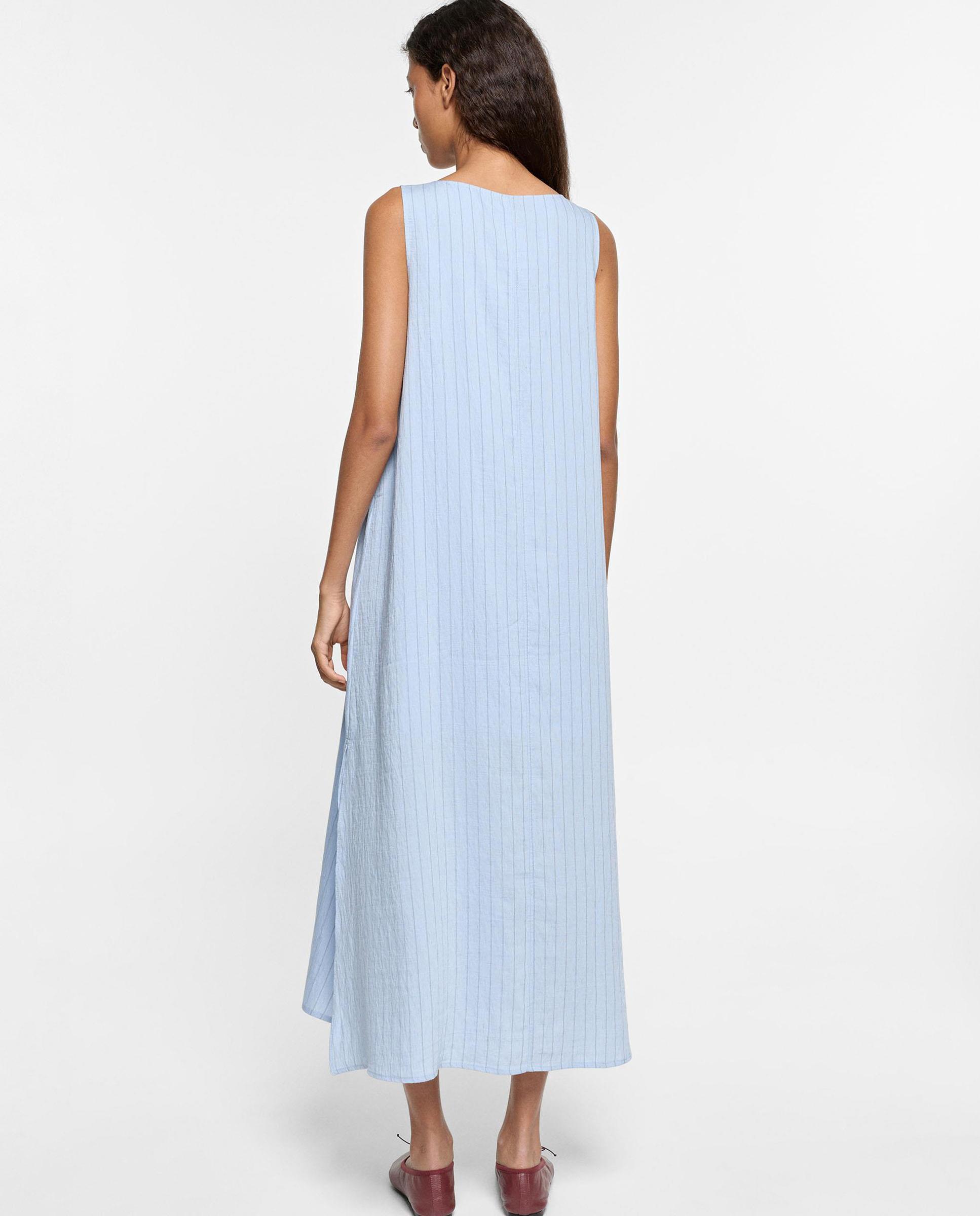 Vestido midi sin mangas con estampado de rayas - Parfois - Azul Azul-3