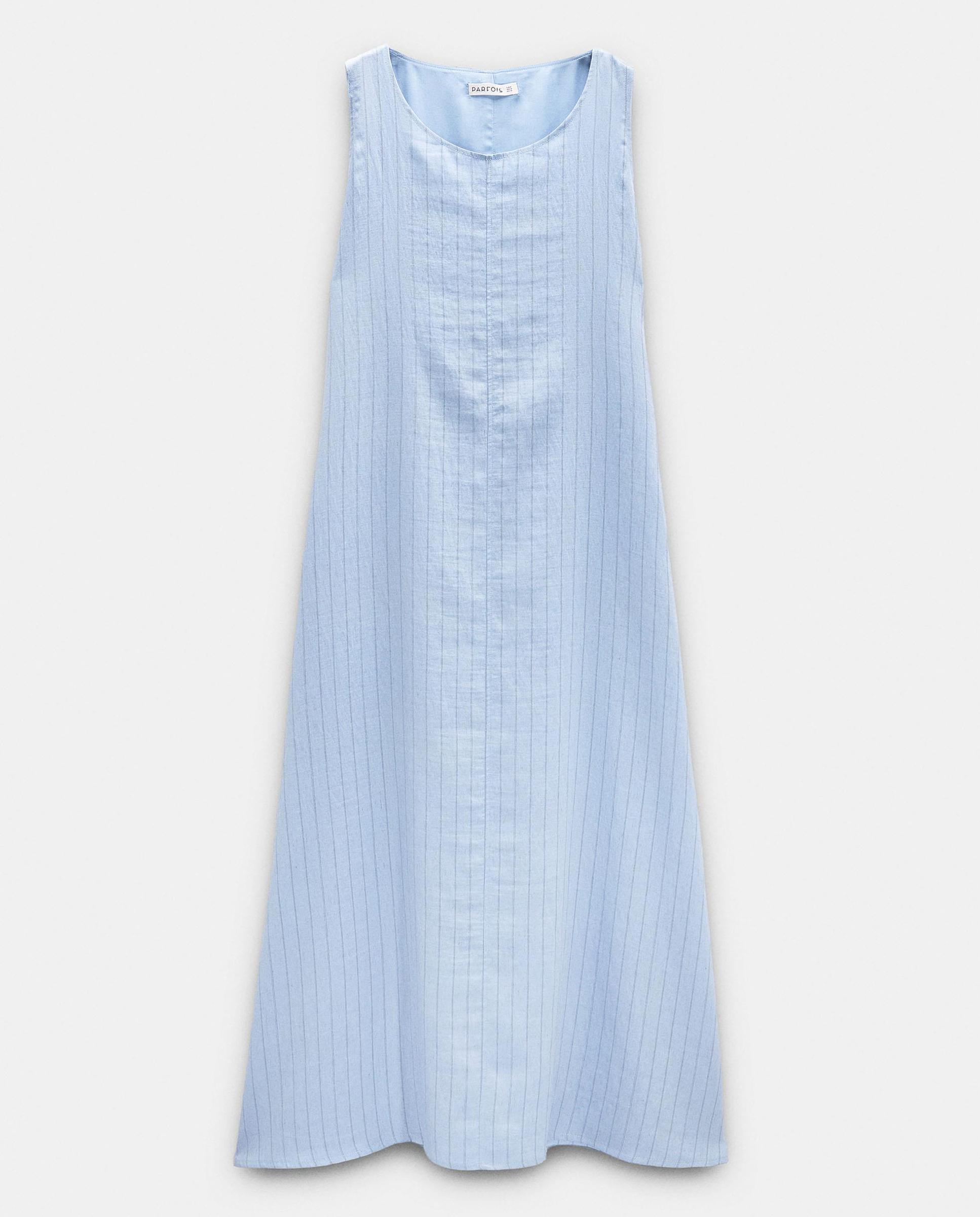 Vestido midi sin mangas con estampado de rayas - Parfois - Azul Azul-6