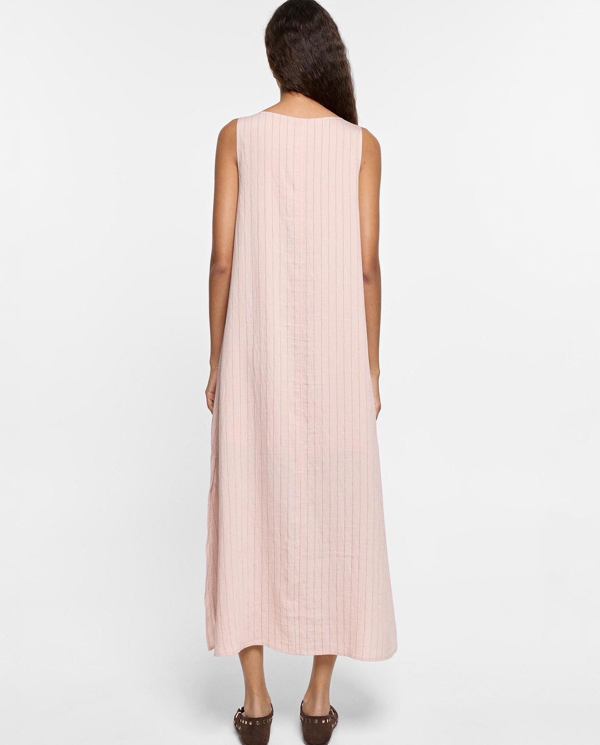 Vestido midi sin mangas con estampado de rayas - Parfois - Rosa Rosa-3