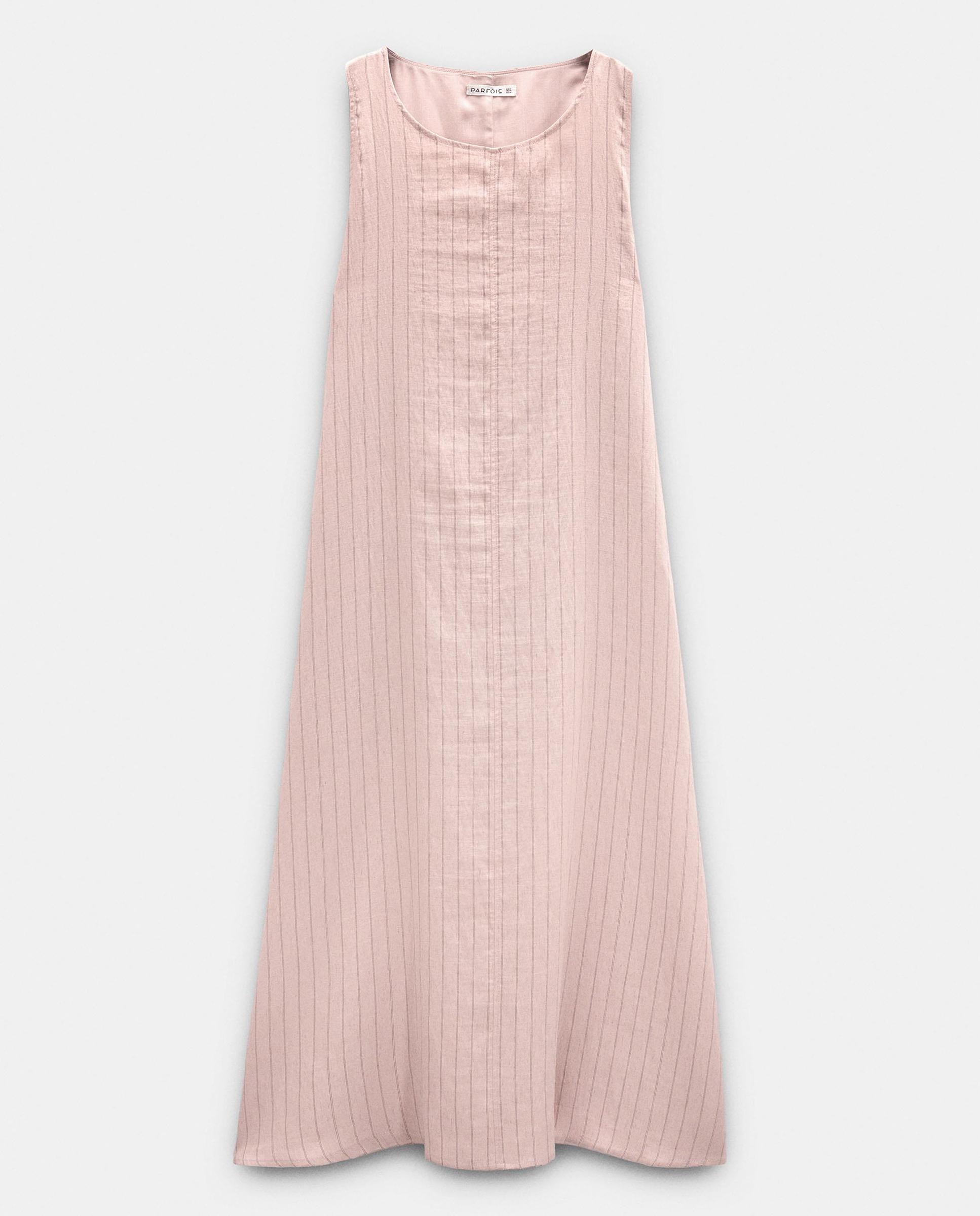 Vestido midi sin mangas con estampado de rayas - Parfois - Rosa Rosa-5