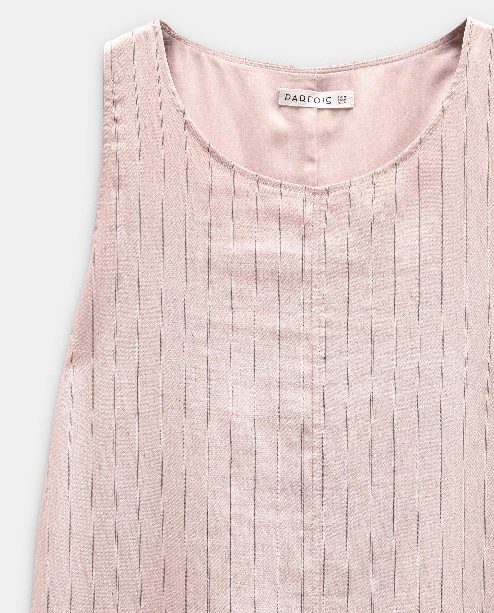 Vestido midi sin mangas con estampado de rayas - Parfois - Rosa Rosa-4